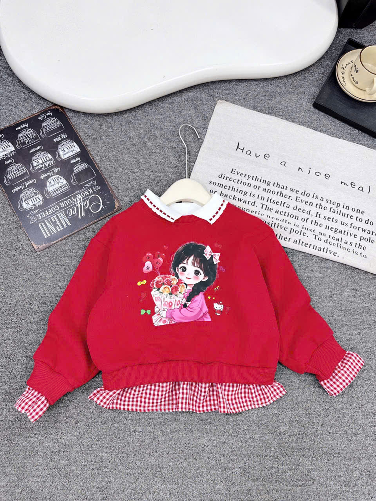 Áo đỏ lót lông bé gái cao cấp