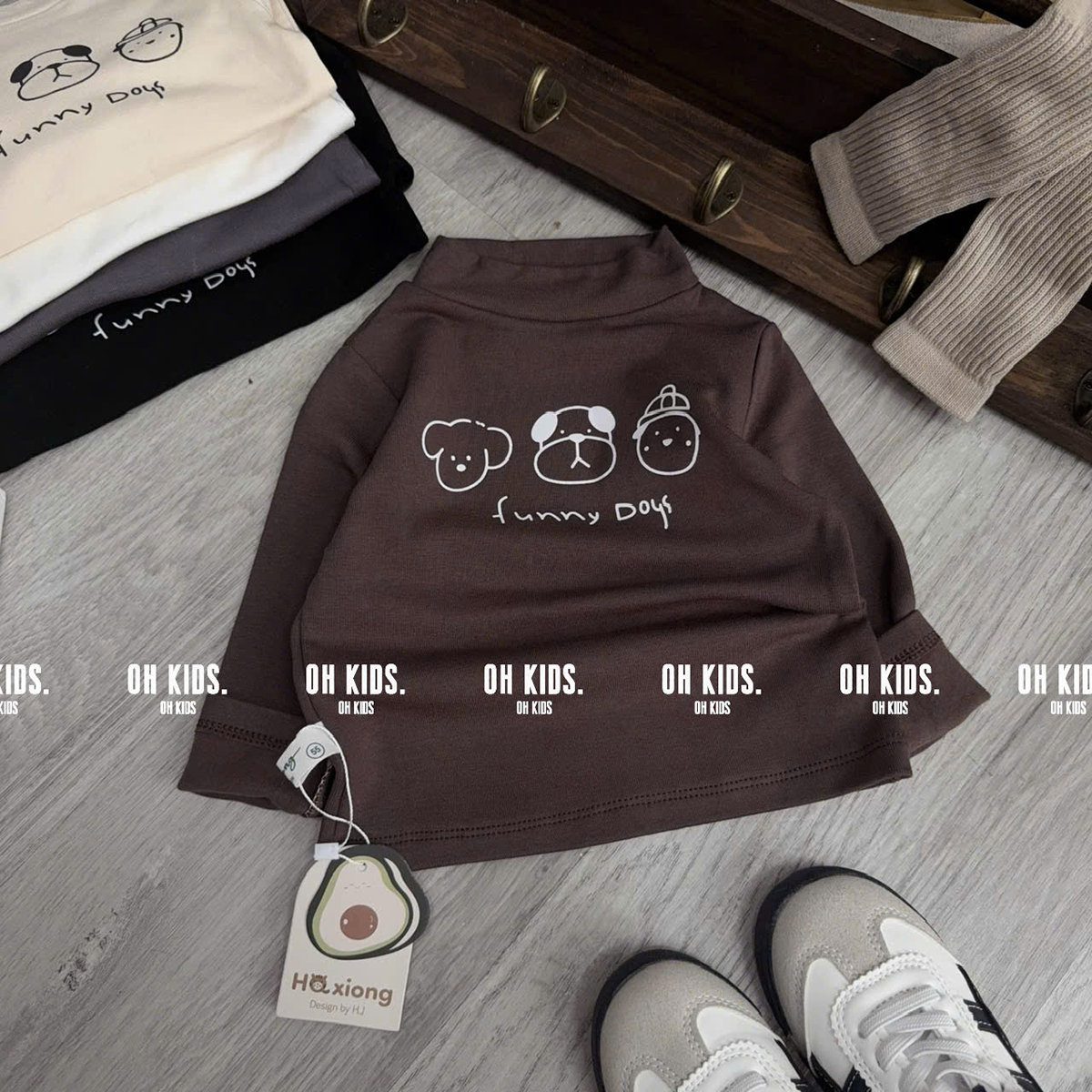 Áo giữ nhiệt Zip lông cún nhí