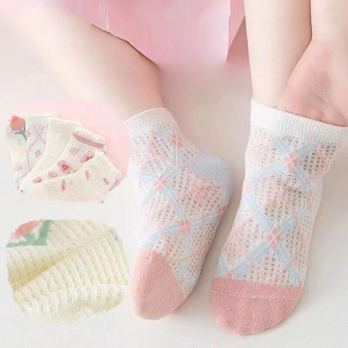 Set 5đ tất lưới bé gái cách điệu