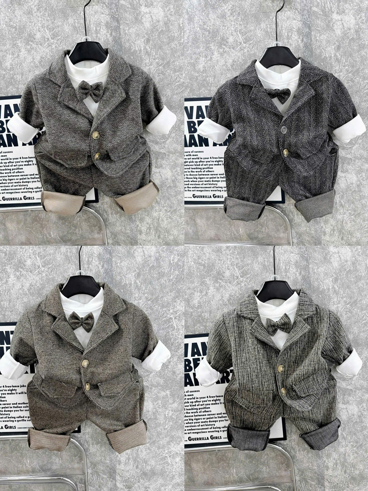 Set vest công tử bé trai kẻ