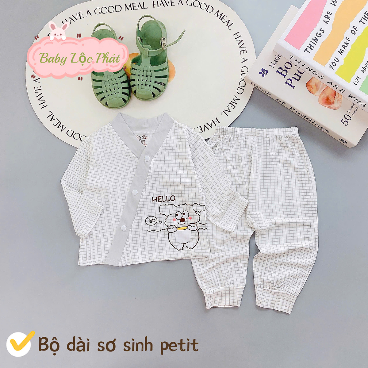 Bộ dài sơ sinh Lộc Phát (chéo)