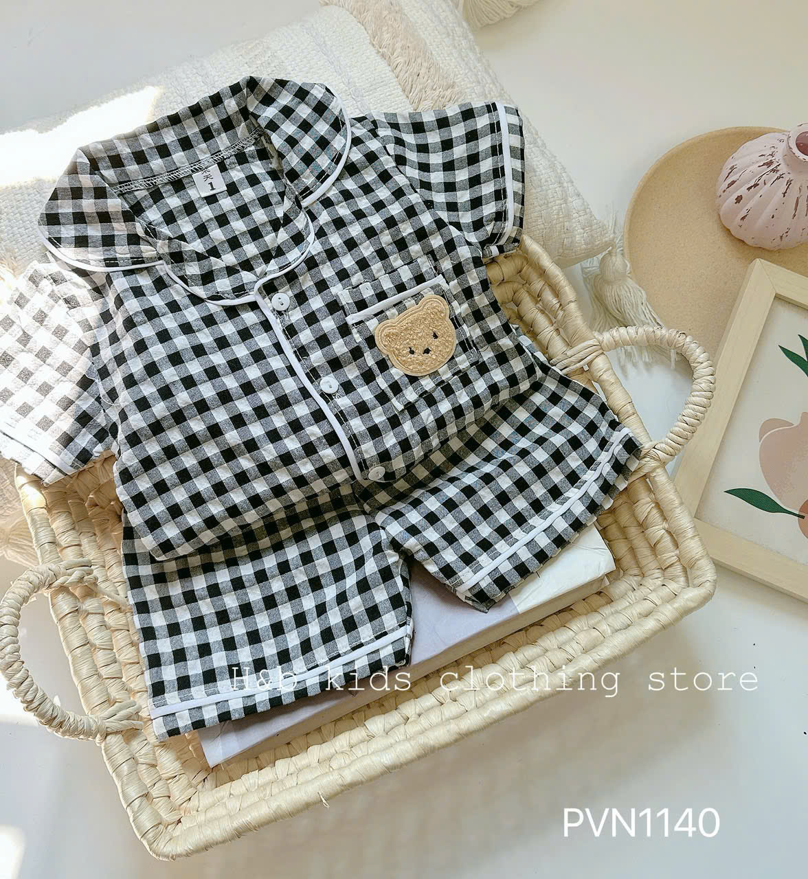 Bộ cộc kẻ Pijama