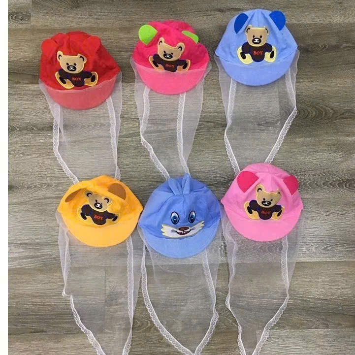 Mũ sơ sinh kèm khăn voan