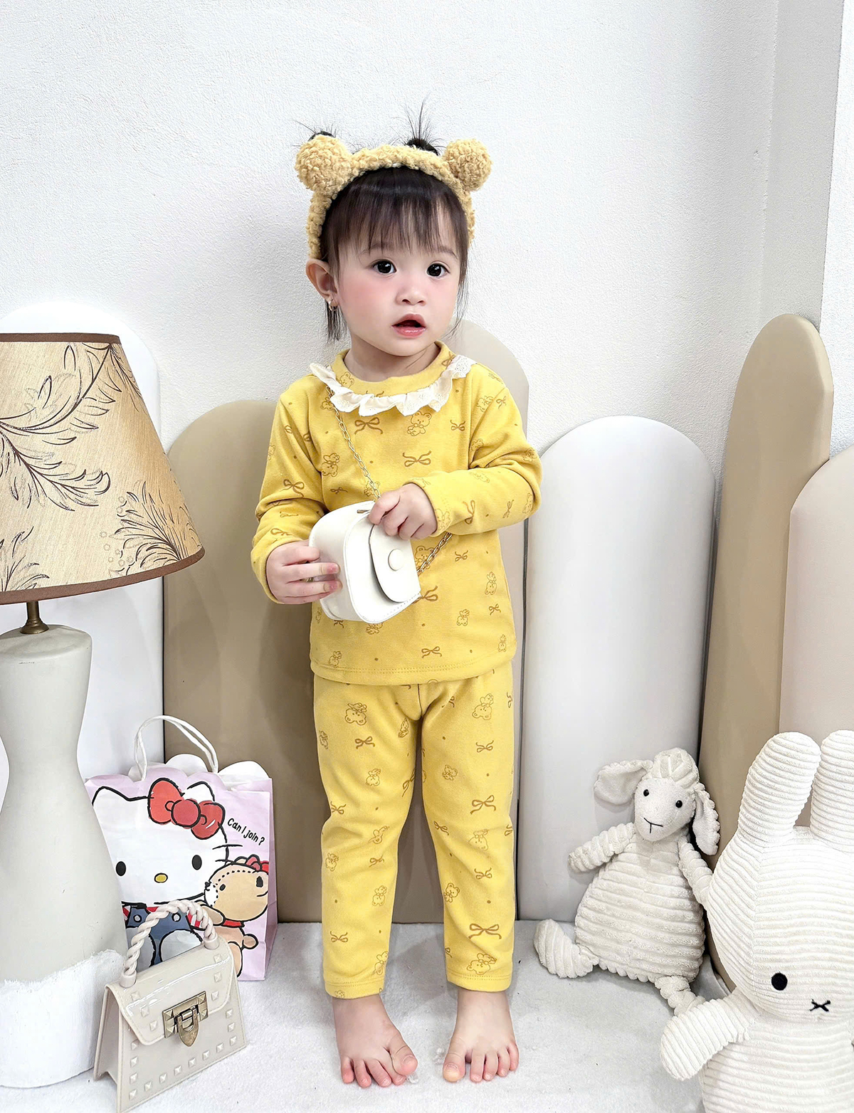 Bộ zip lông cổ ren