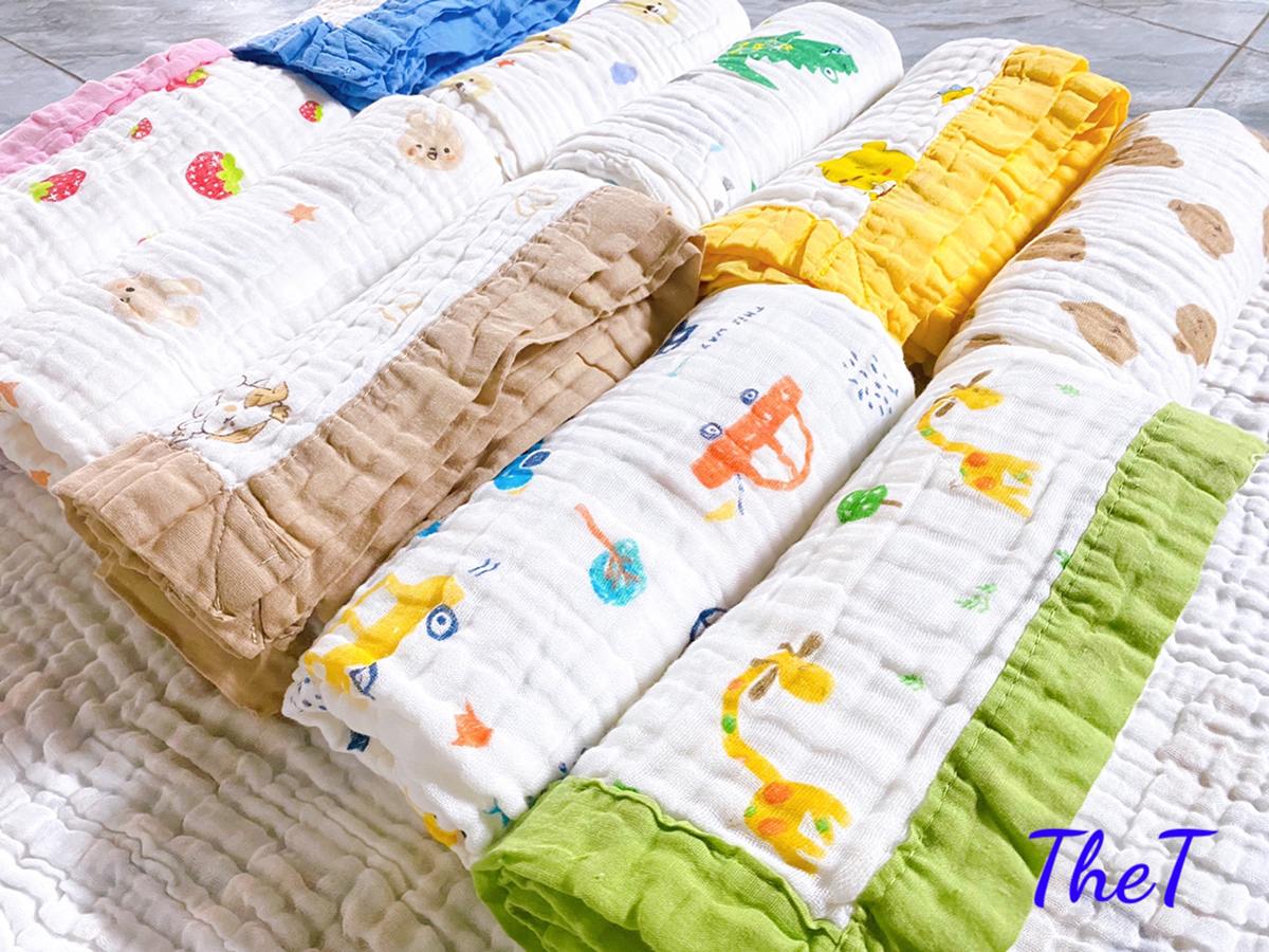 Khăn tắm viền xô nhăn 6 lớp (hoạ tiết)