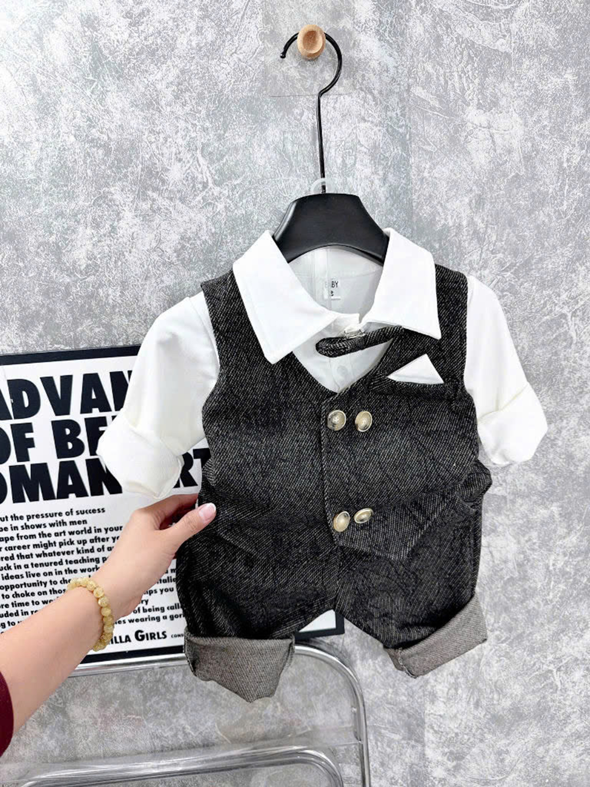 Set công tử bé trai kẻ 2