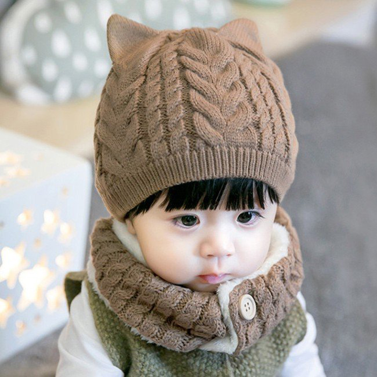 Mũ kèm khăn tai mèo