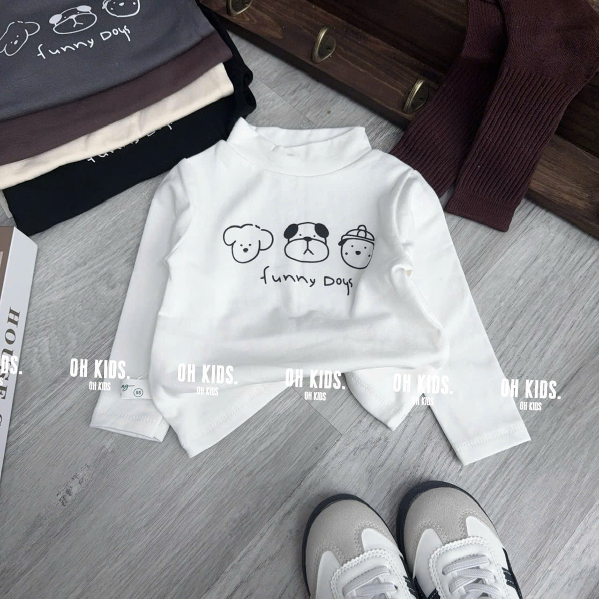 Áo giữ nhiệt Zip lông cún nhí