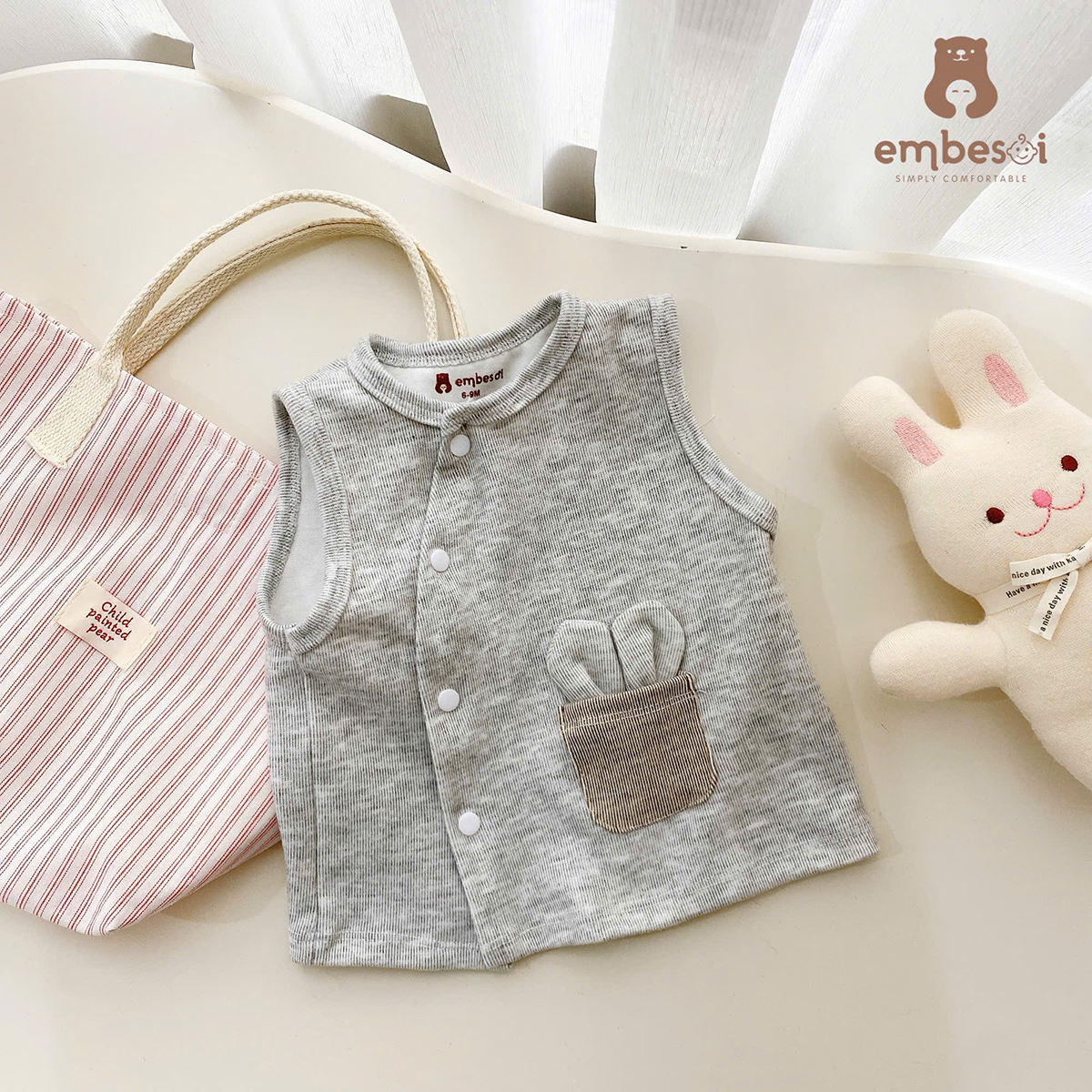 Áo ghi lê len lông thỏ sơ sinh