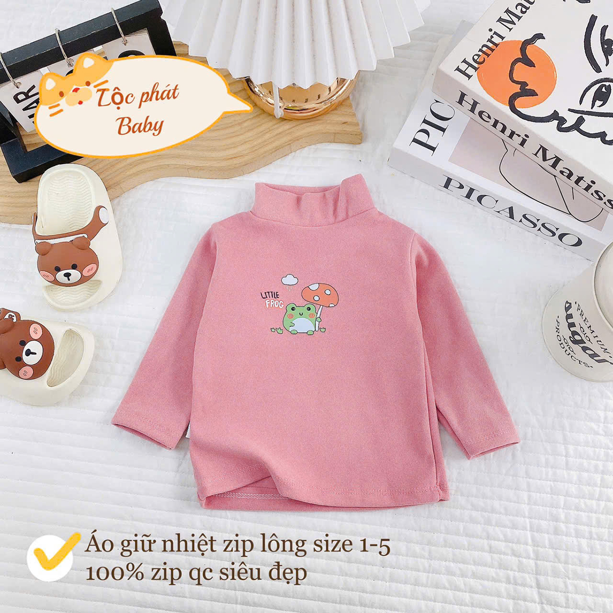 Áo giữ nhiệt Zip lông màu nhí