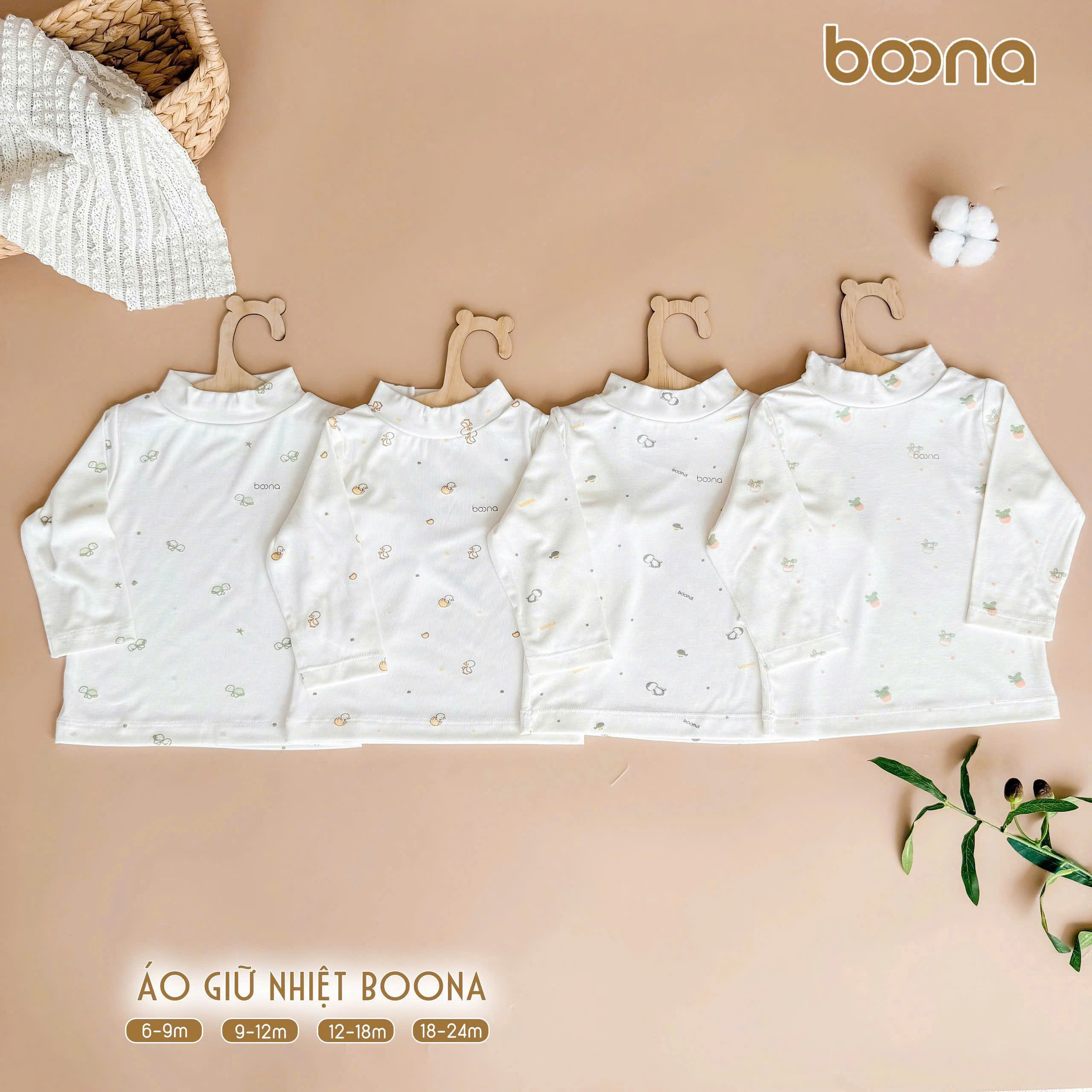 Áo thun lạnh cổ cao Boona trắng