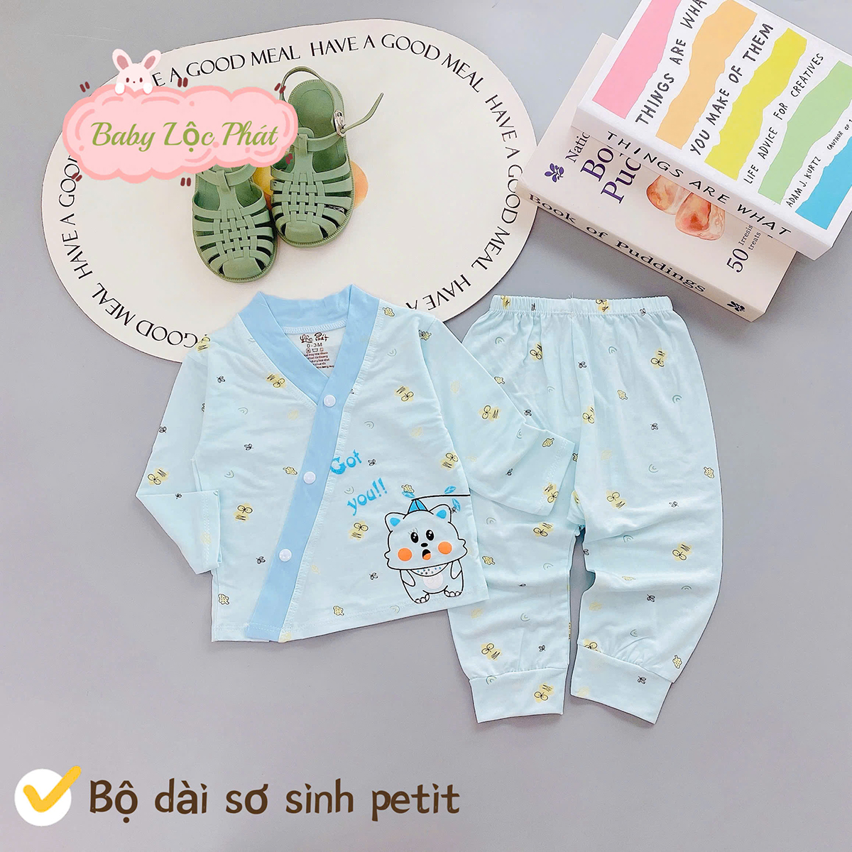 Bộ dài sơ sinh Lộc Phát (chéo)