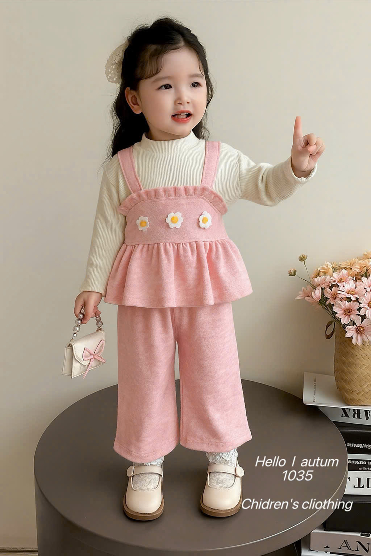 Bộ dài len lông thỏ hoa