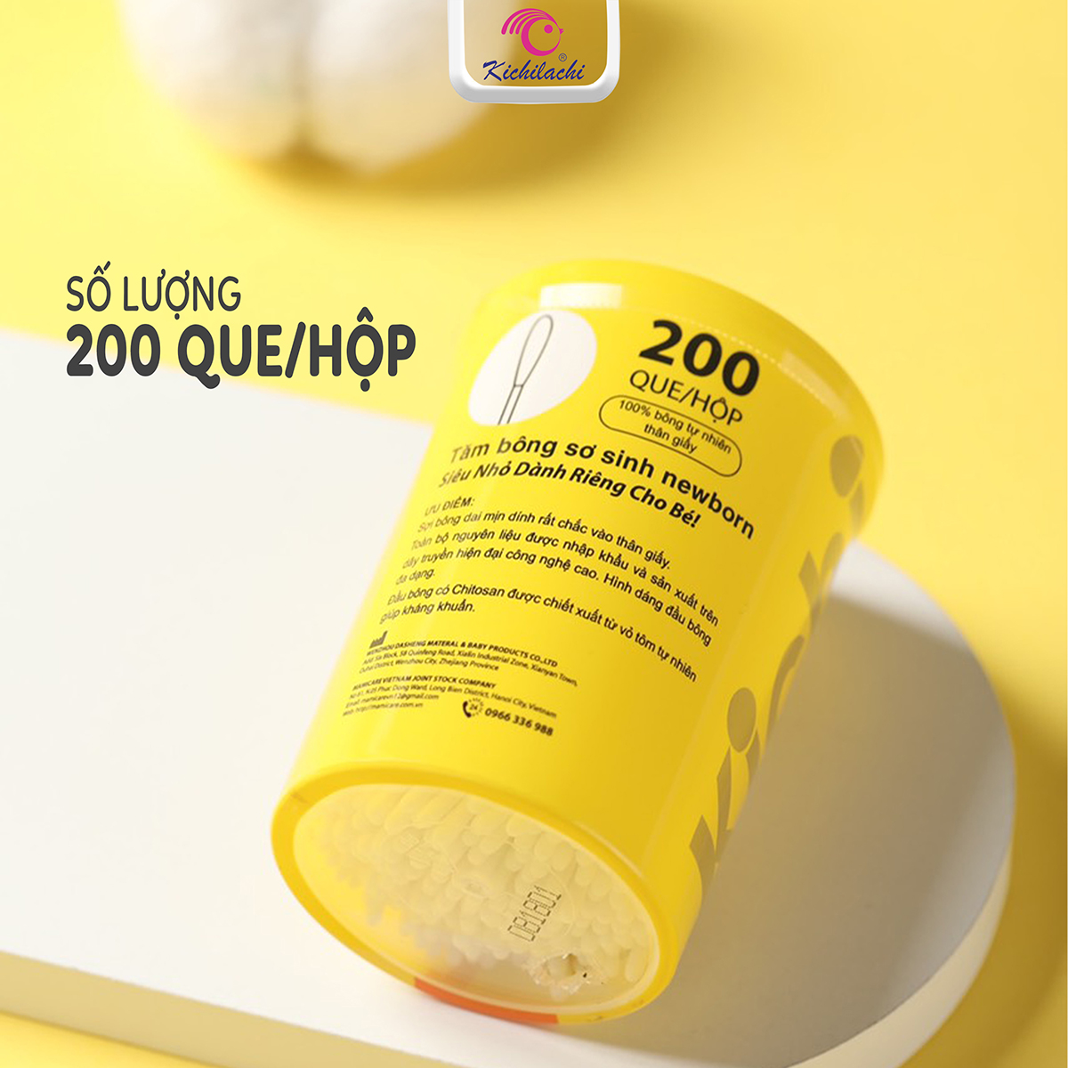 Tăm bông sơ sinh Kichi 200pcs