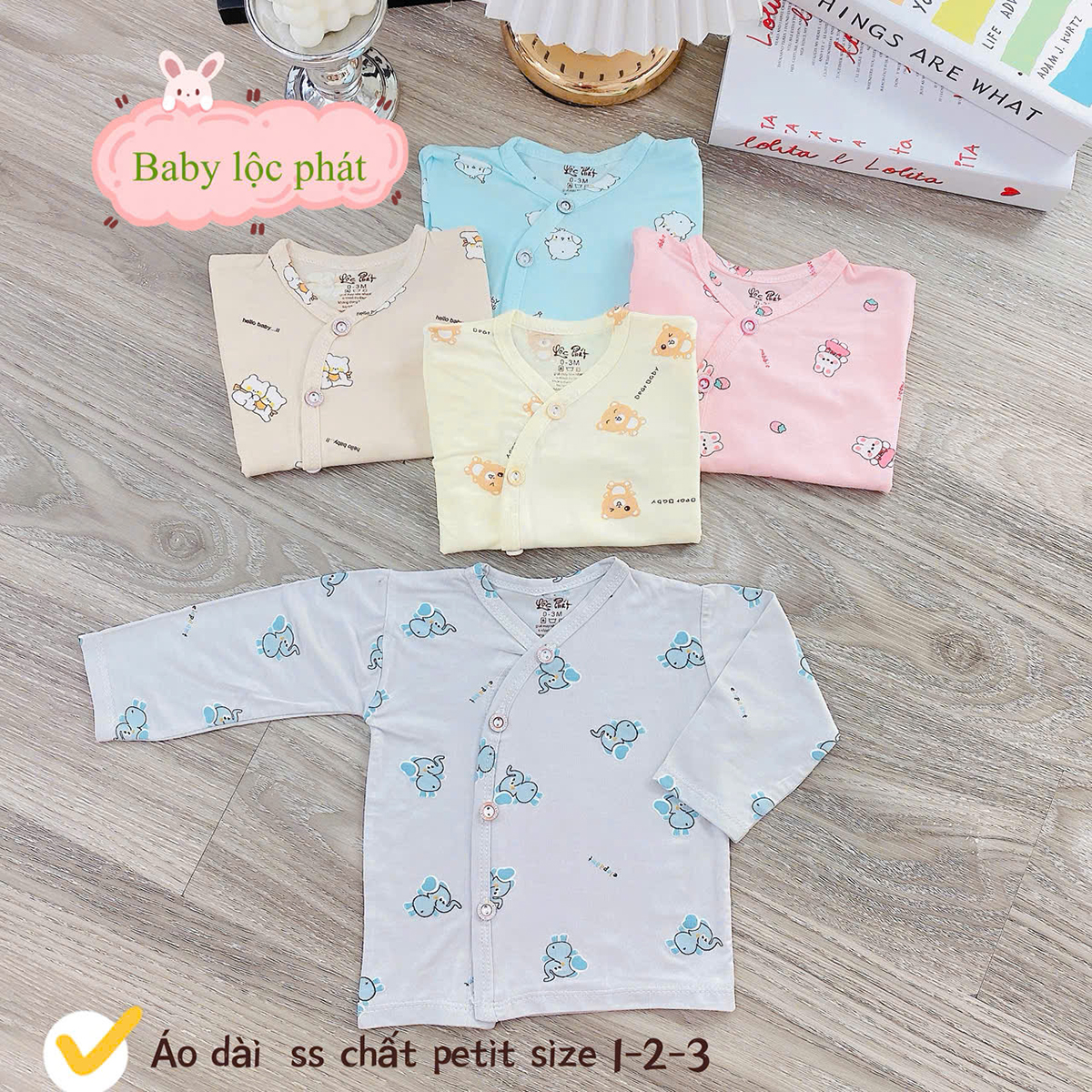 Áo dài sơ sinh Lộc Phát (cúc)