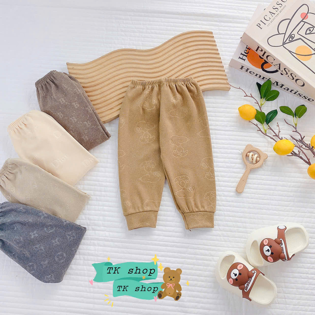 Quần zip lông vân nổi