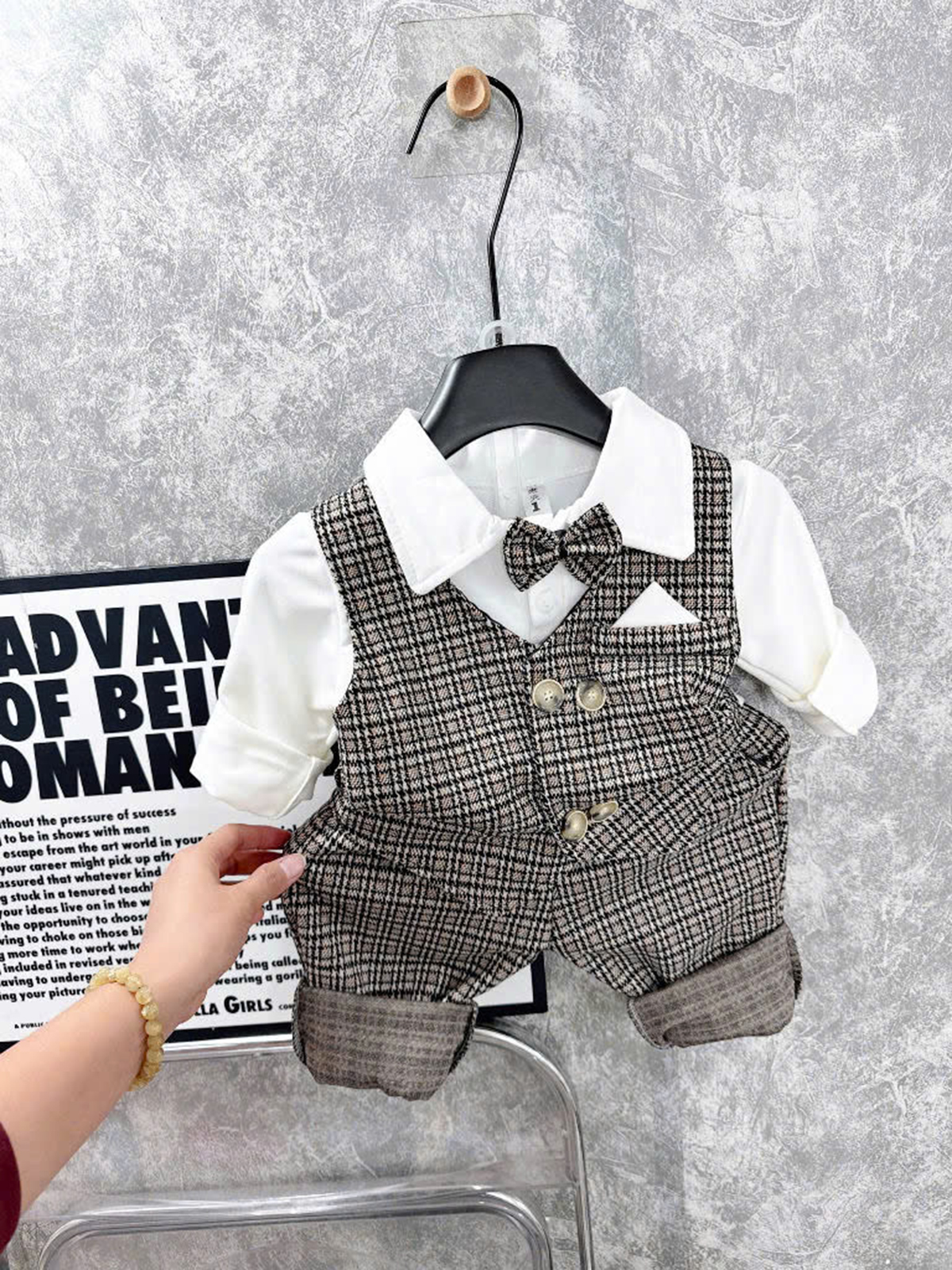 Set công tử bé trai kẻ 2