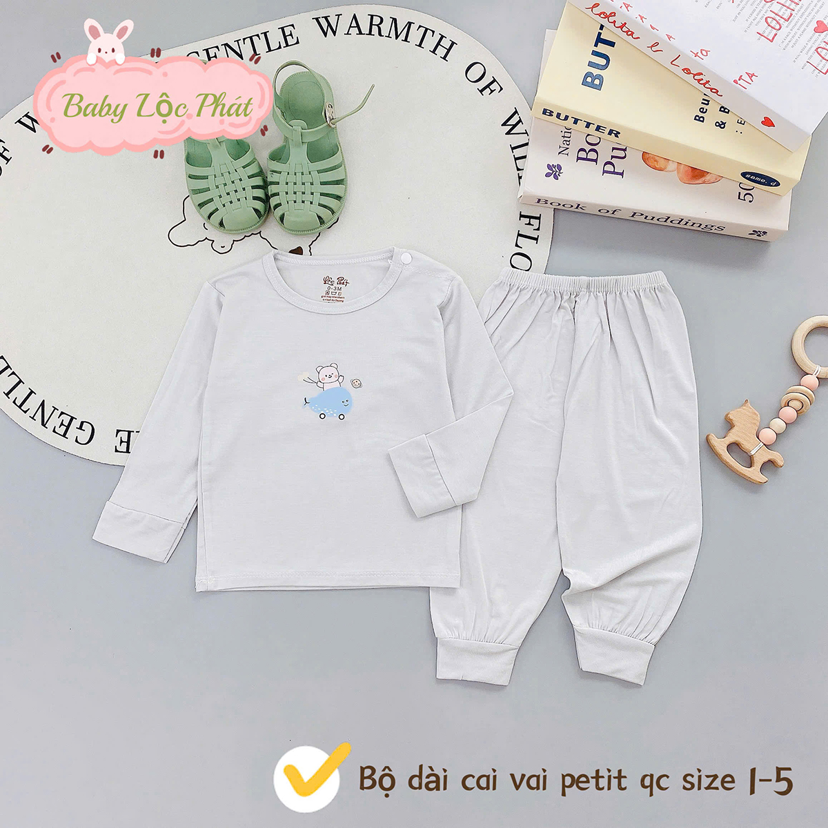 Bộ dài sơ sinh trơn Lộc Phát