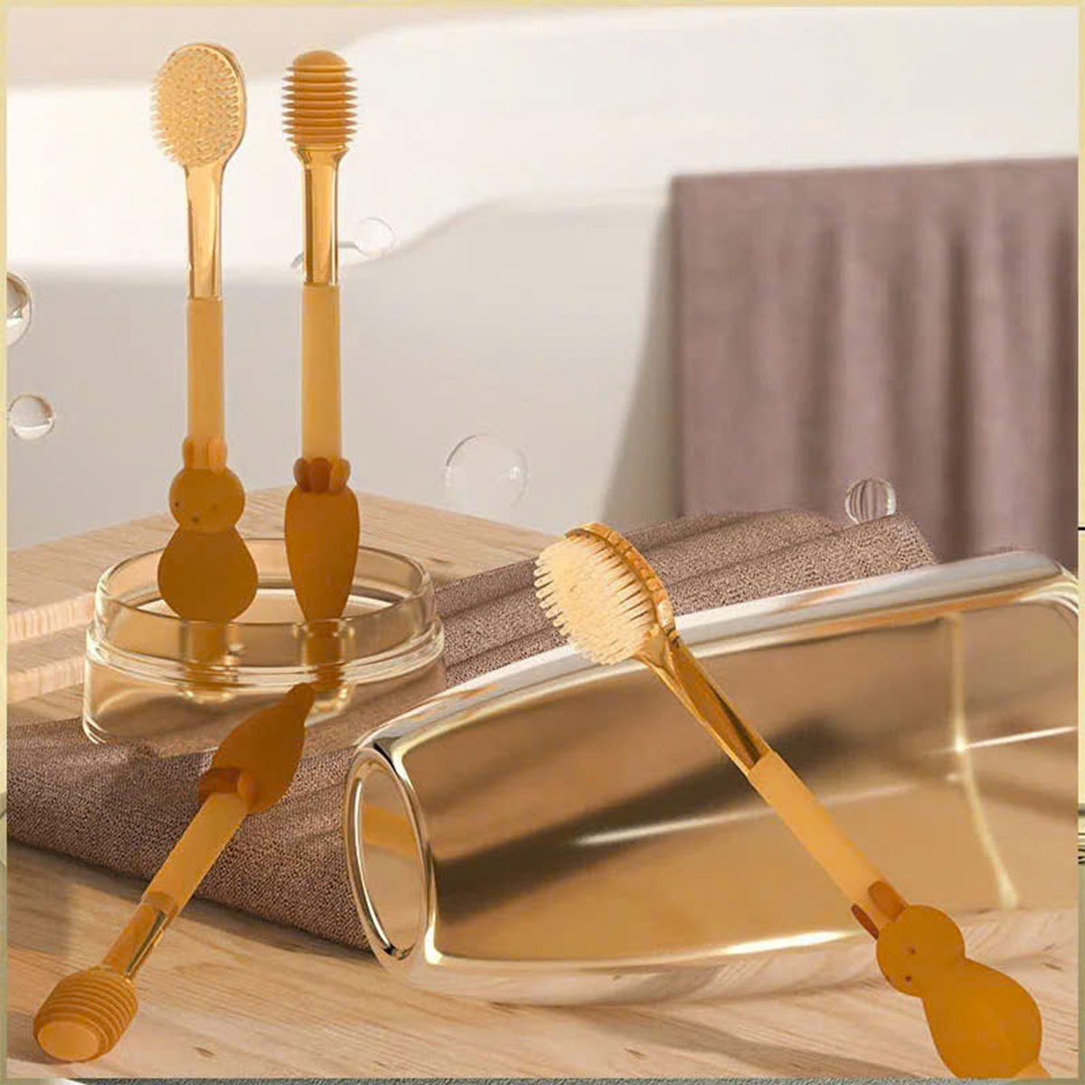 Set 2 rơ lưỡi silicone vàng (trơn)