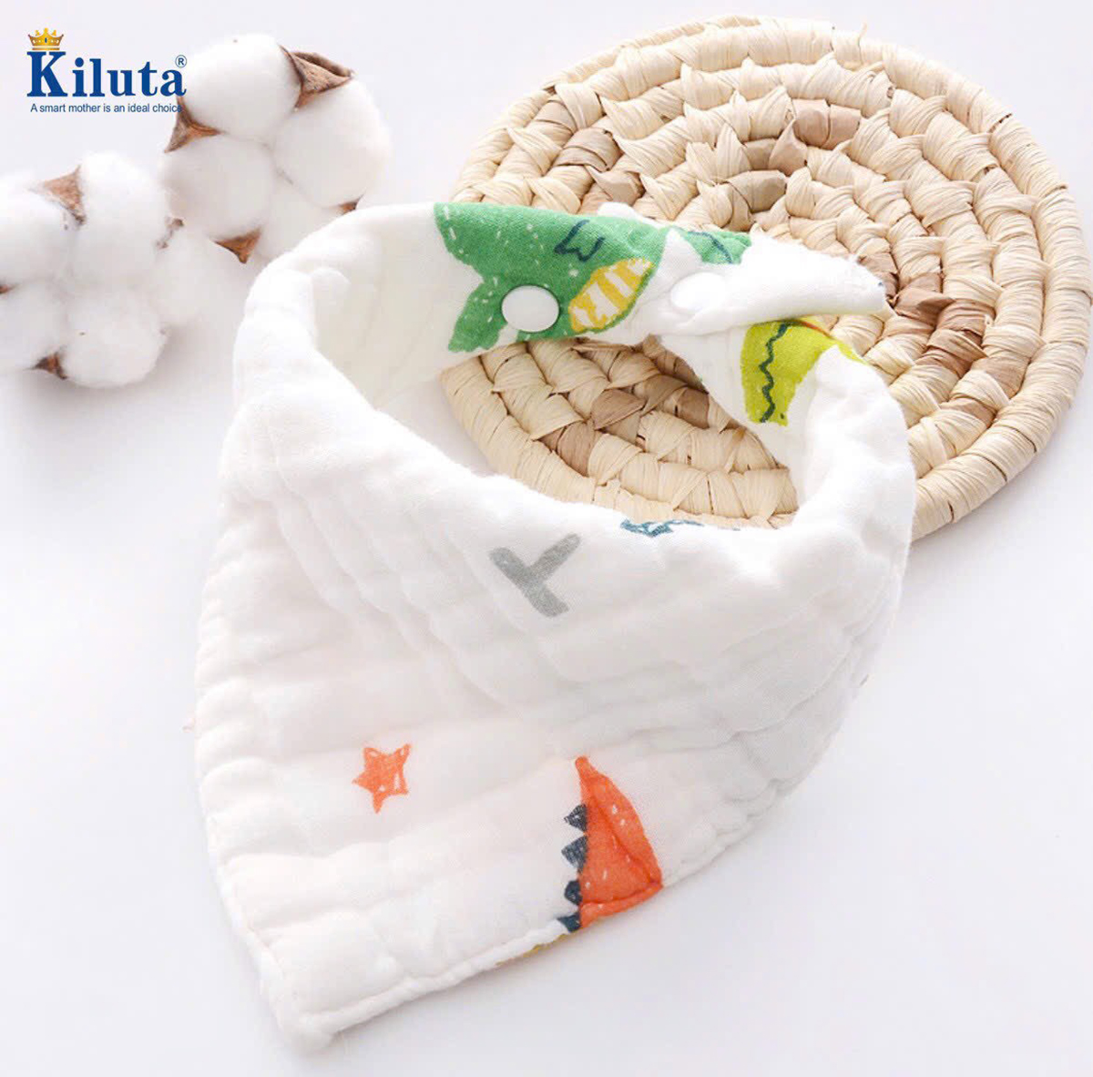 Set 5 khăn yếm tam giác xô nhăn