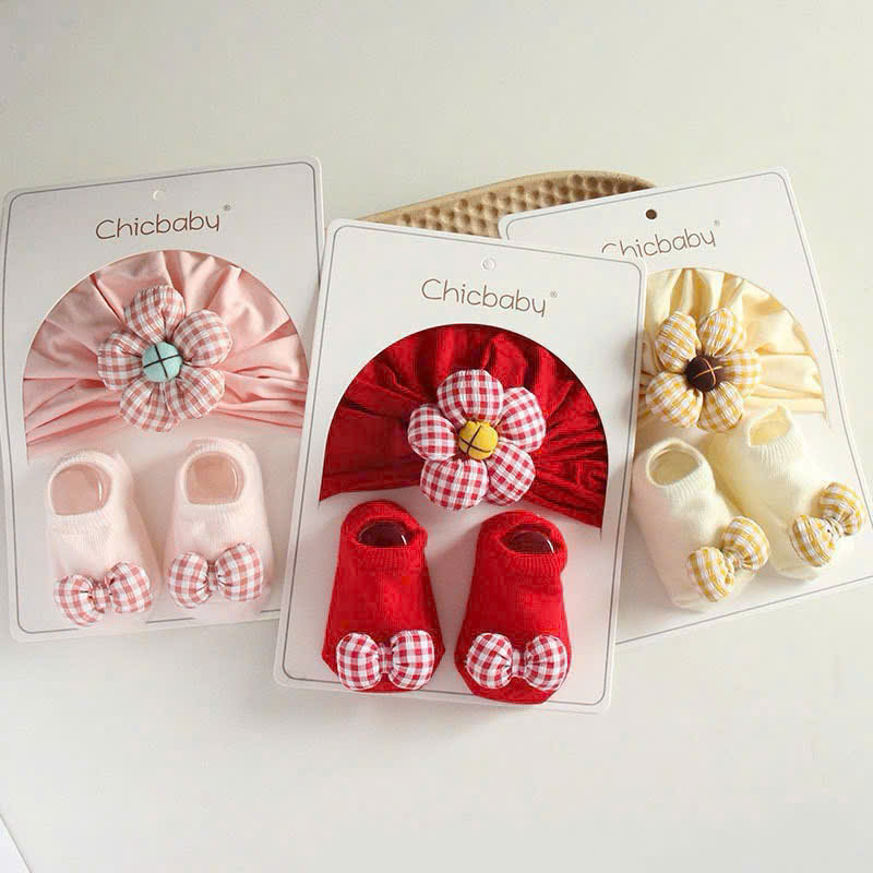 Set mũ tất bé gái (hoa)