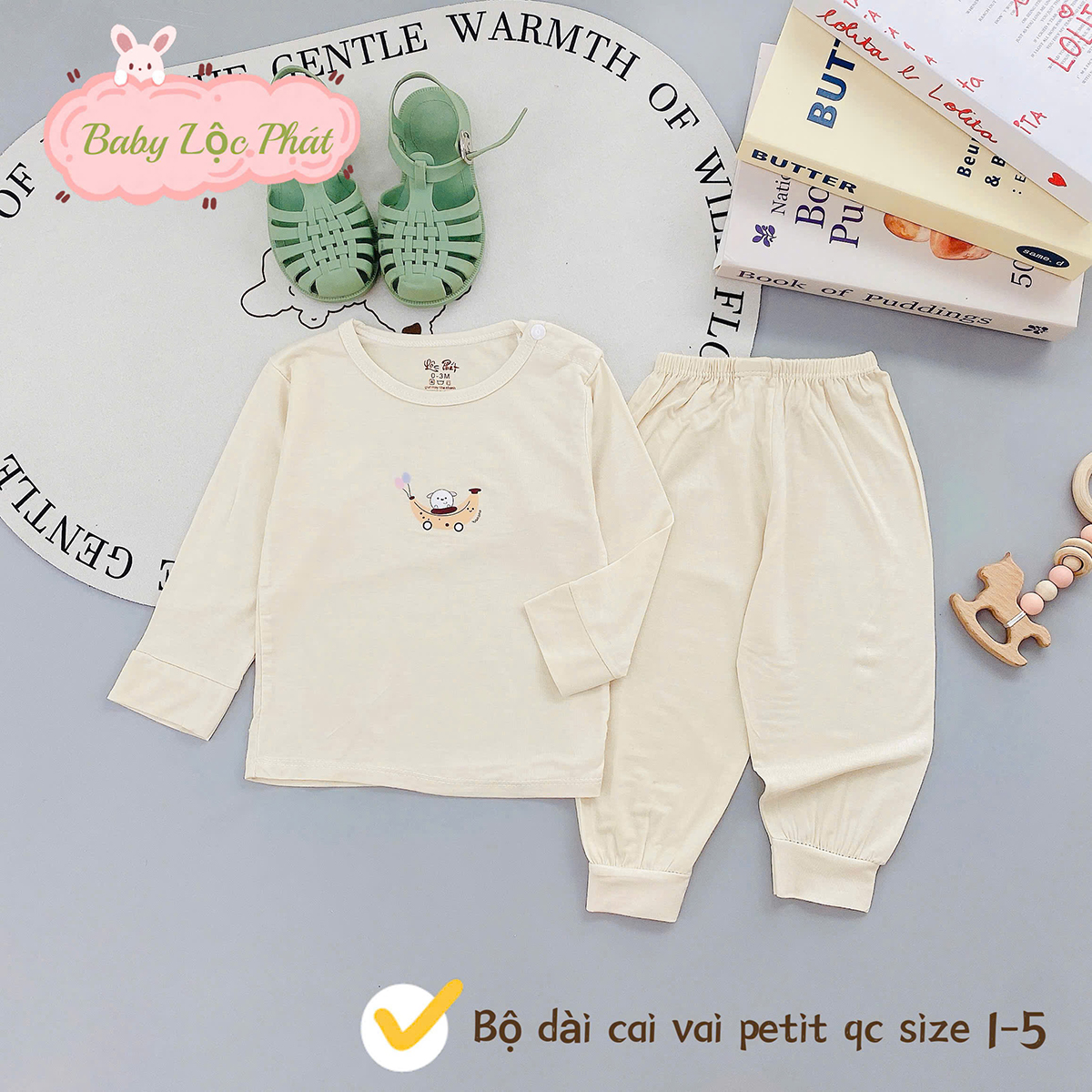 Bộ dài sơ sinh trơn Lộc Phát