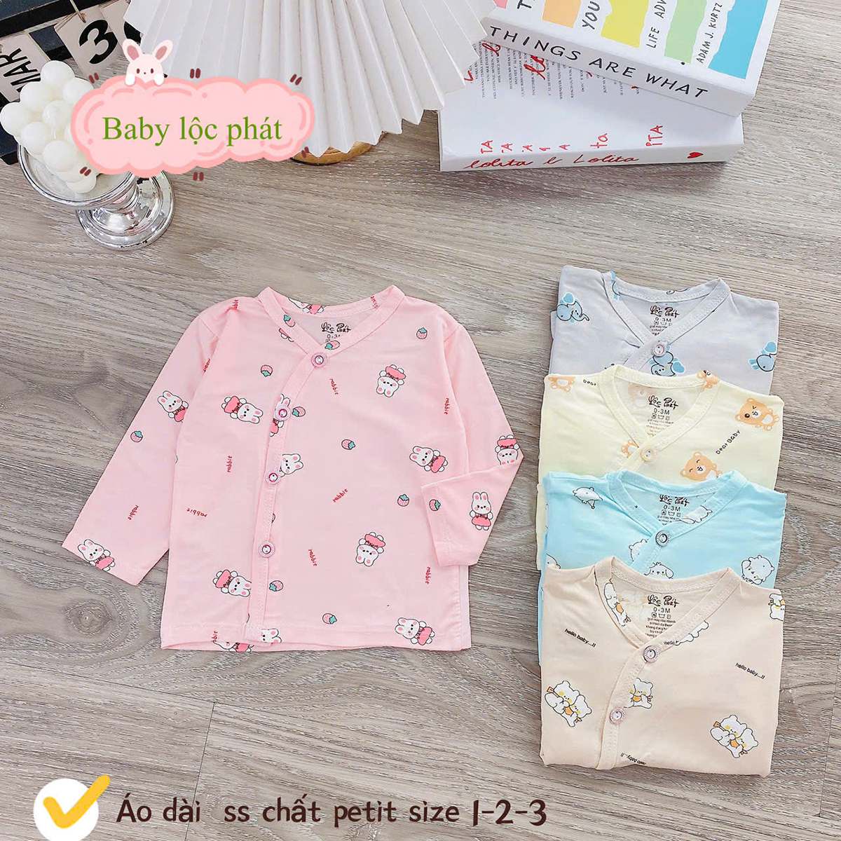 Áo dài sơ sinh Lộc Phát (cúc)