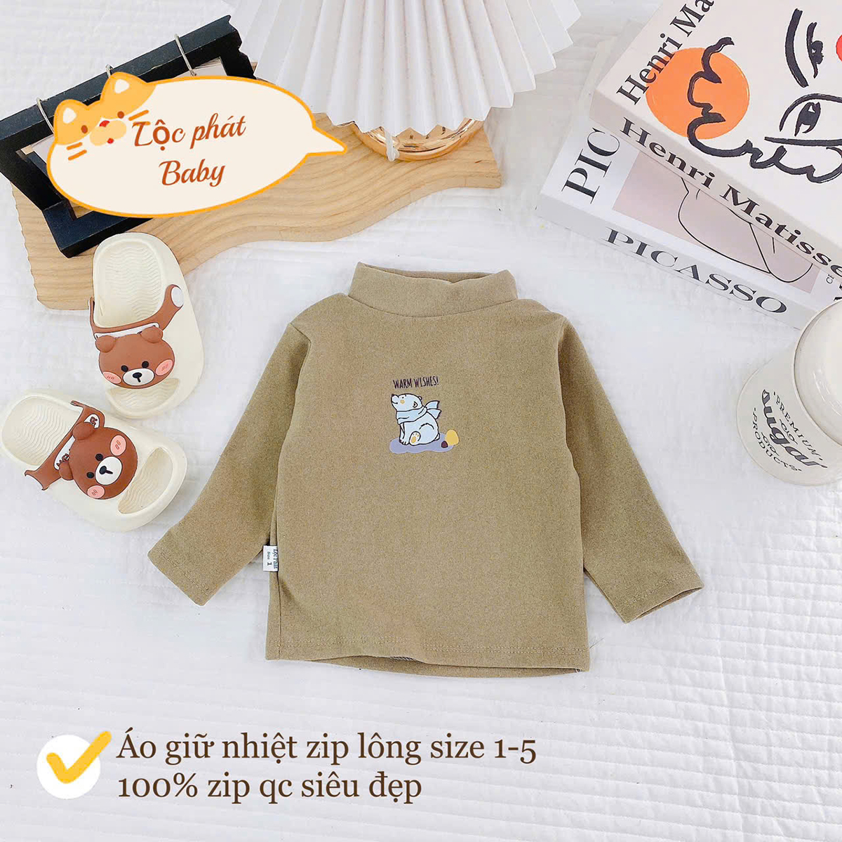 Áo giữ nhiệt Zip lông màu nhí