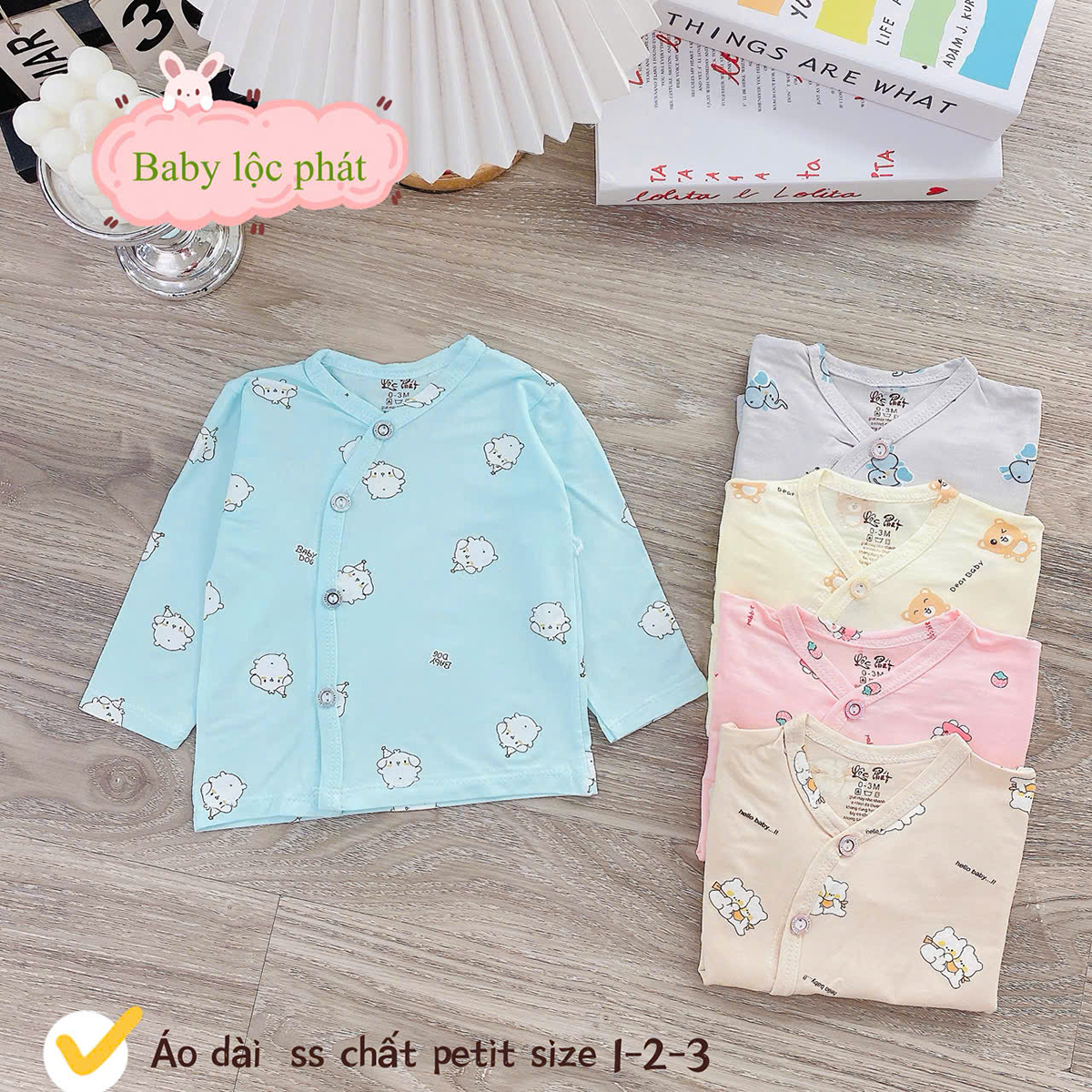 Áo dài sơ sinh Lộc Phát (cúc)