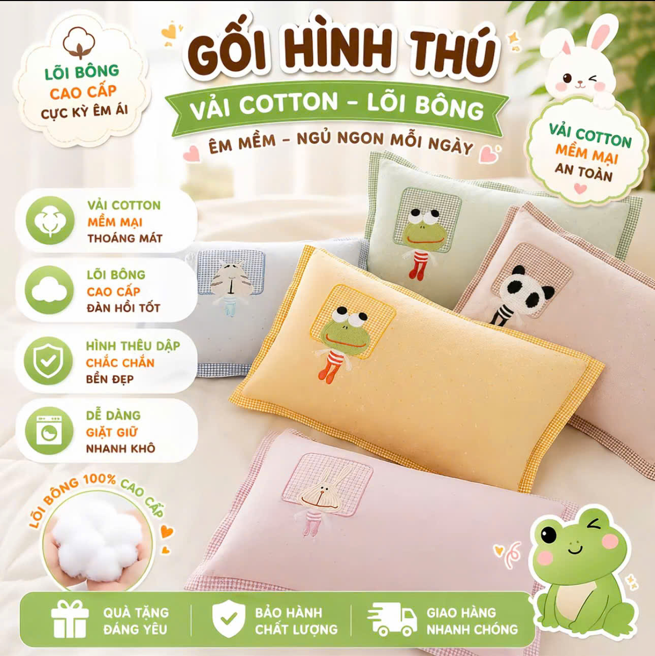 Gối bông cotton đẹp