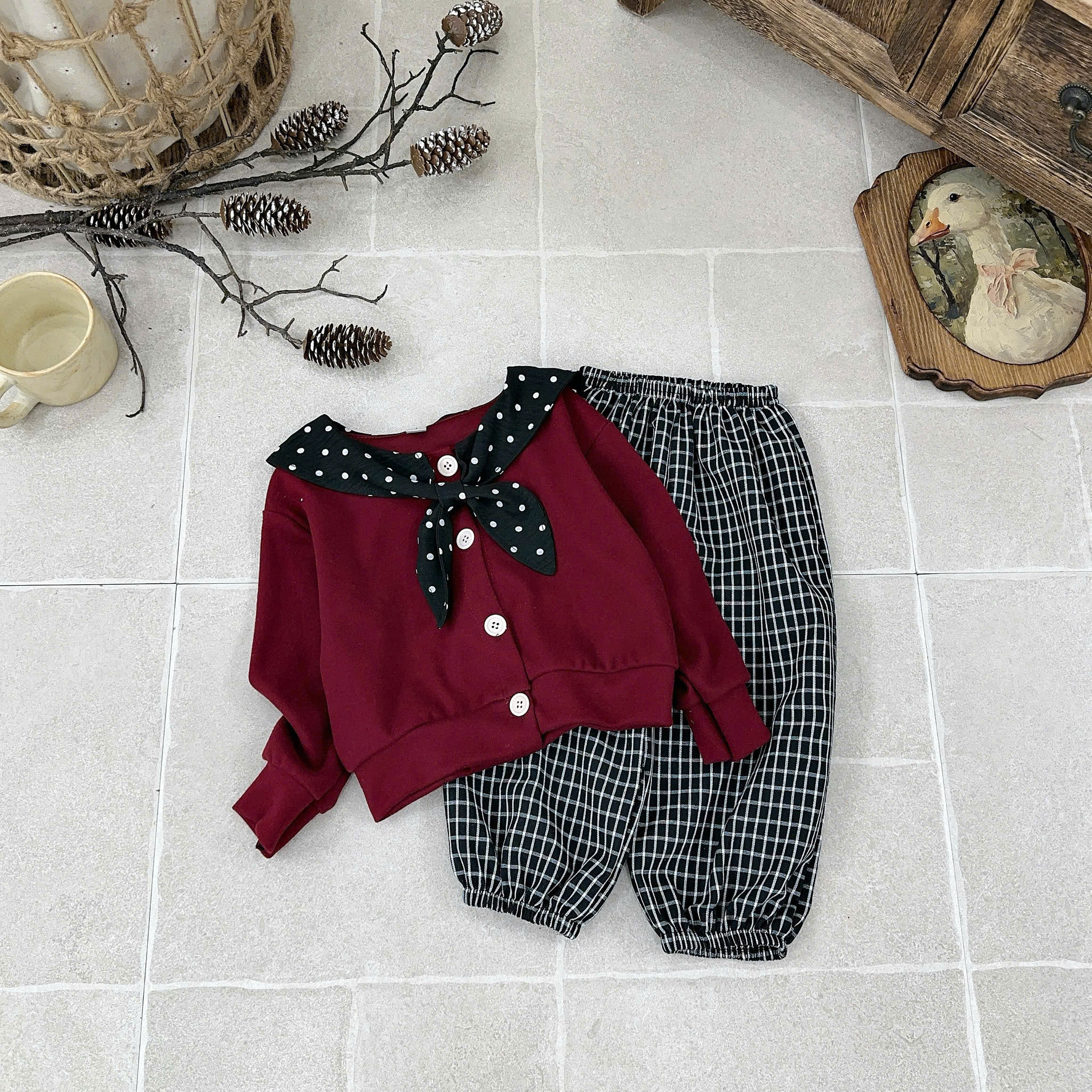 Bộ dài kèm khăn cổ cao cấp