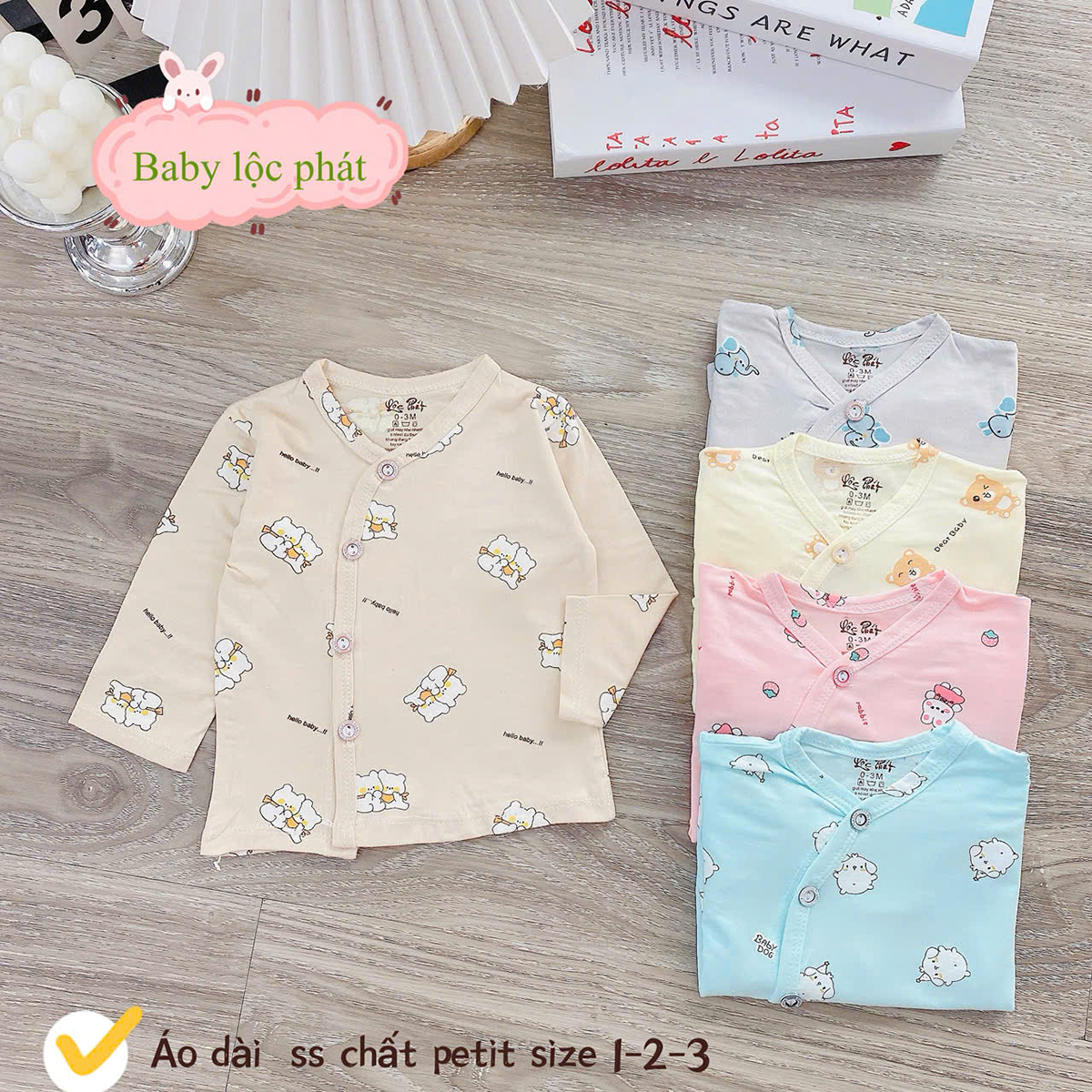 Áo dài sơ sinh Lộc Phát (cúc)