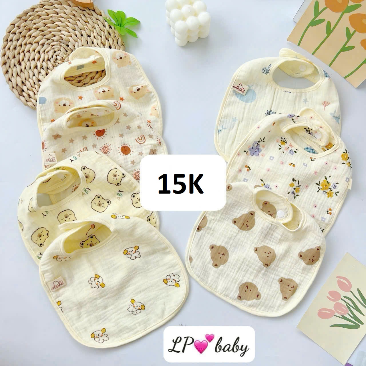 Yếm ăn dặm xô Muslin U