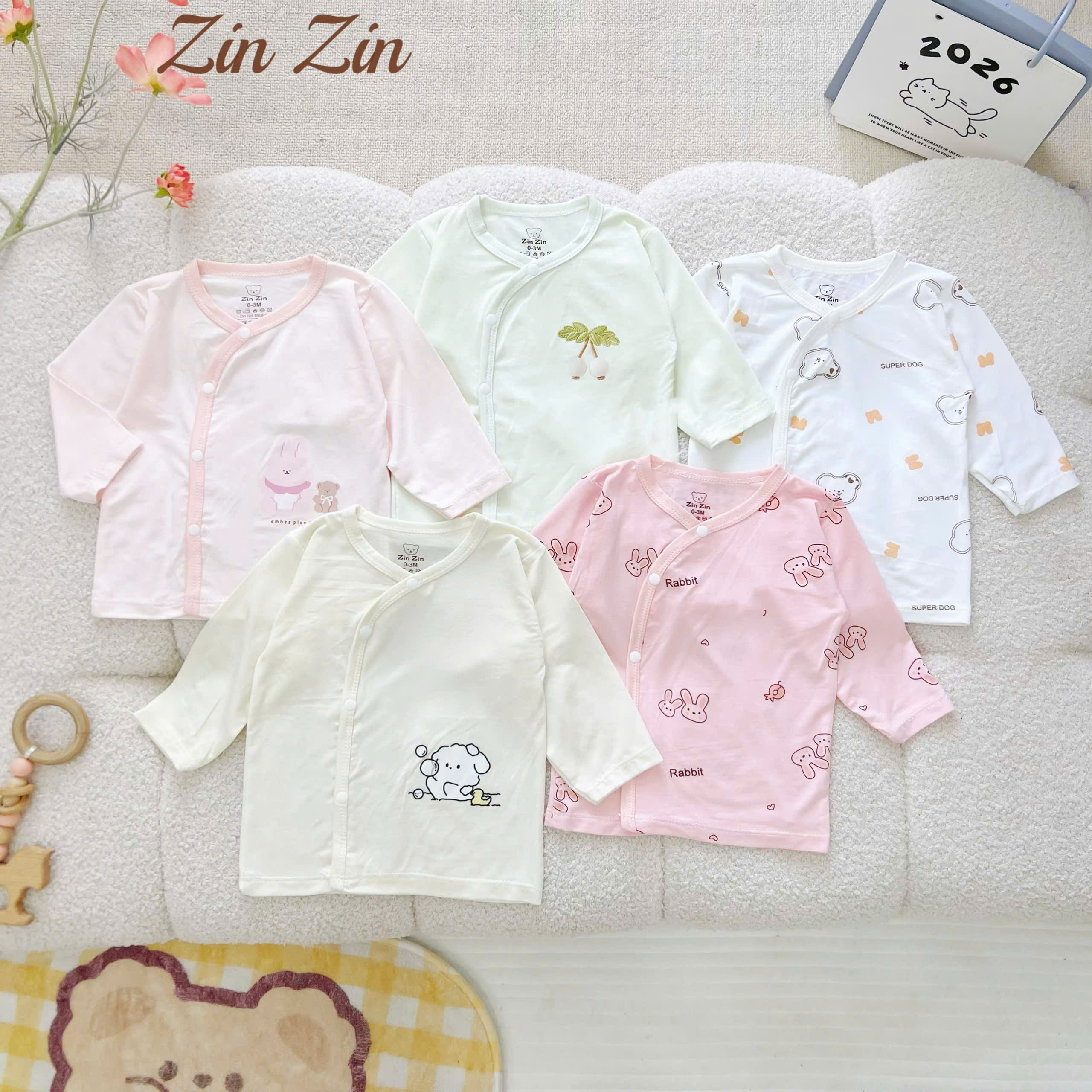 Áo dài sơ sinh Zinzin (cúc)