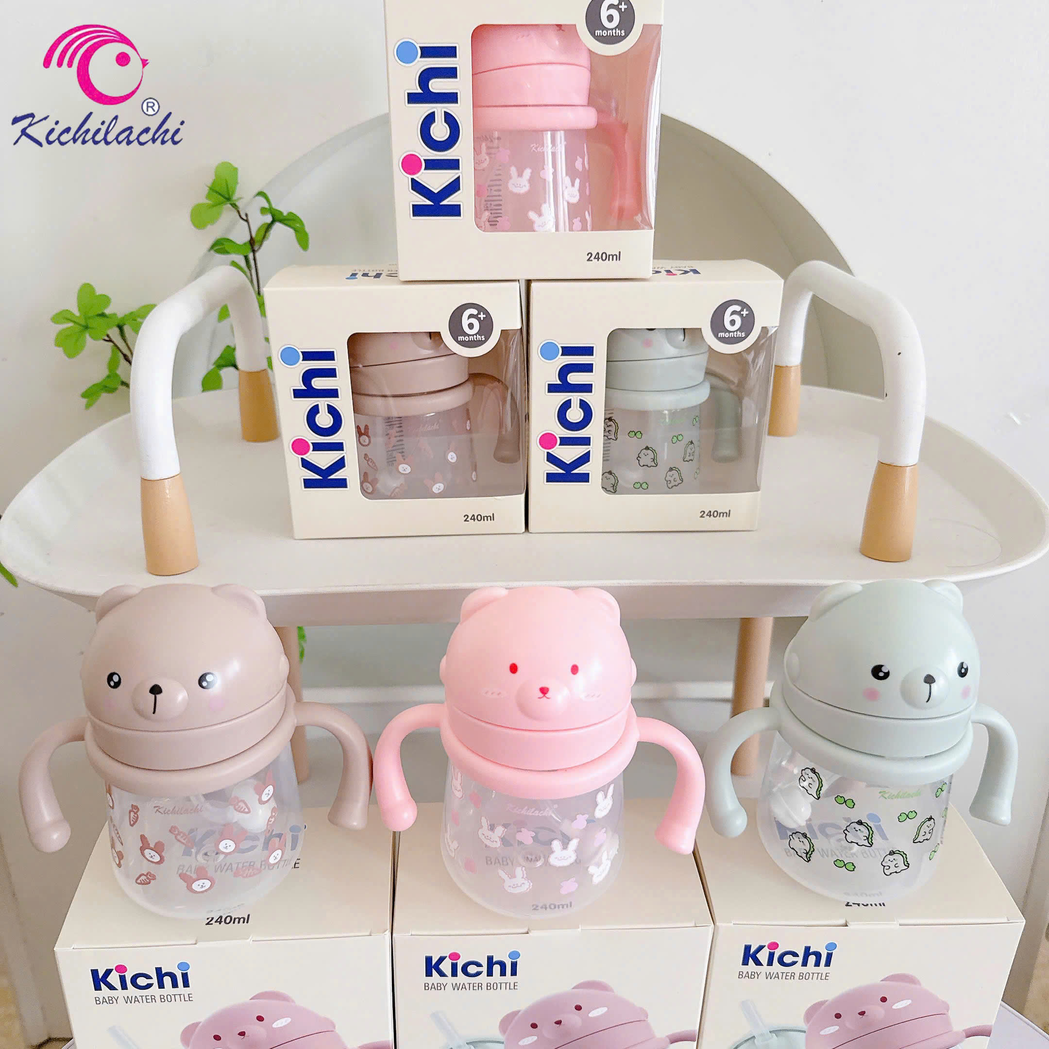 Bình tập uống gấu PP Kichi 240ml