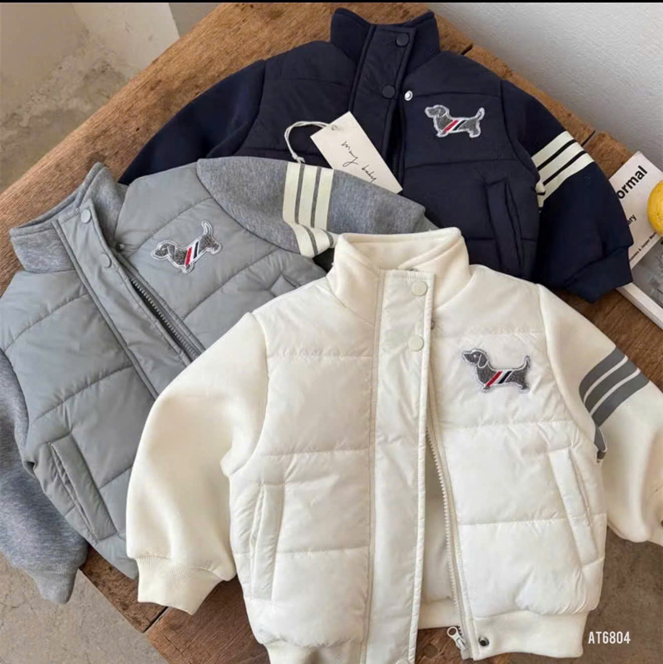 Áo khoác phao phối tay nỉ Hàn