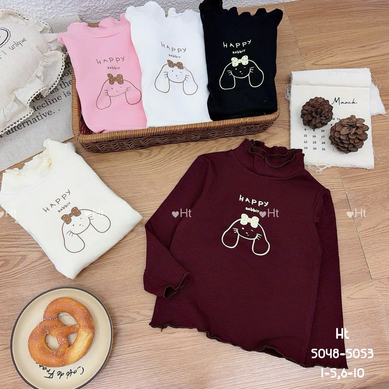 Áo giữ nhiệt cotton cổ bèo thỏ (nhỡ)
