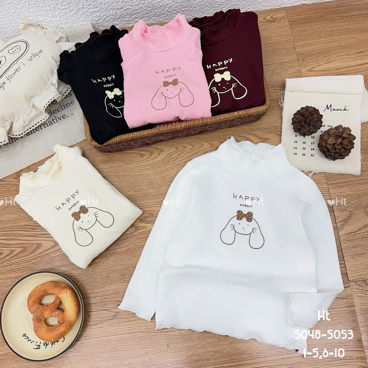 Áo giữ nhiệt cotton cổ bèo thỏ (nhí)