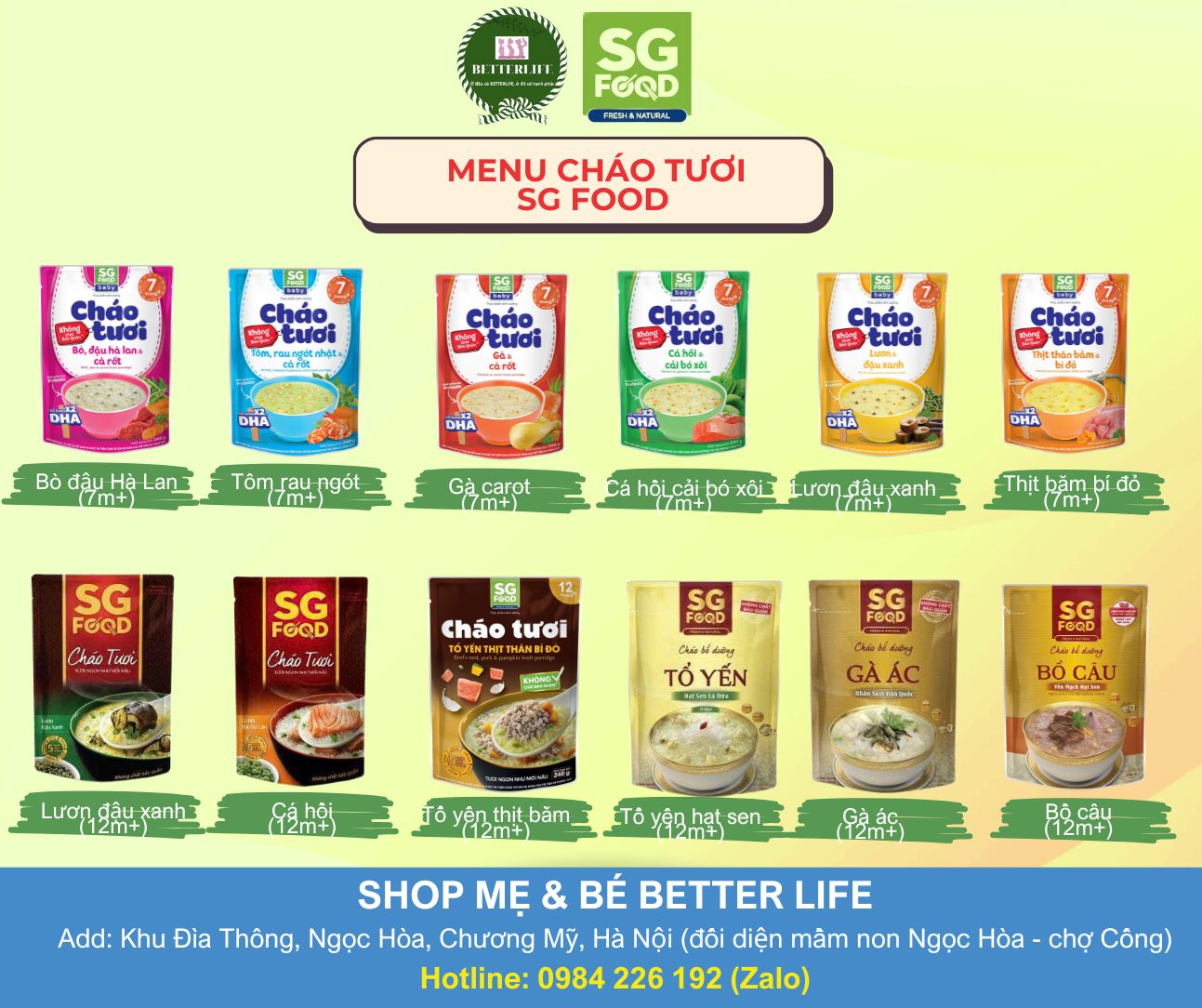 Cháo tươi SGF Baby 240g (7m+)