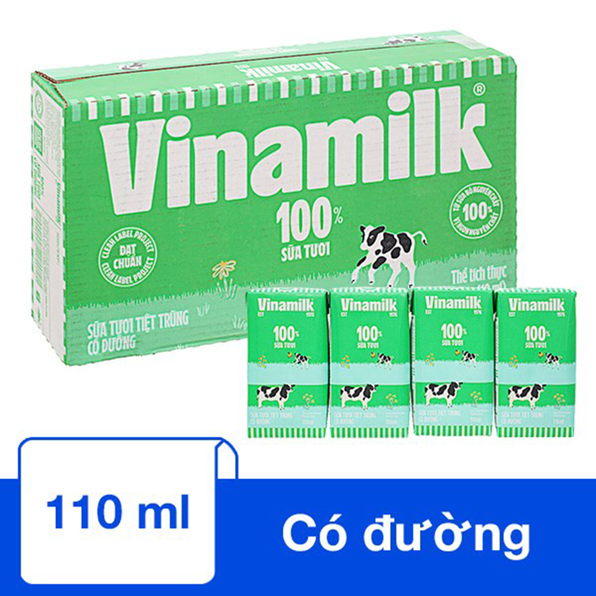 Sữa tươi 100% Vinamilk CD 180ml