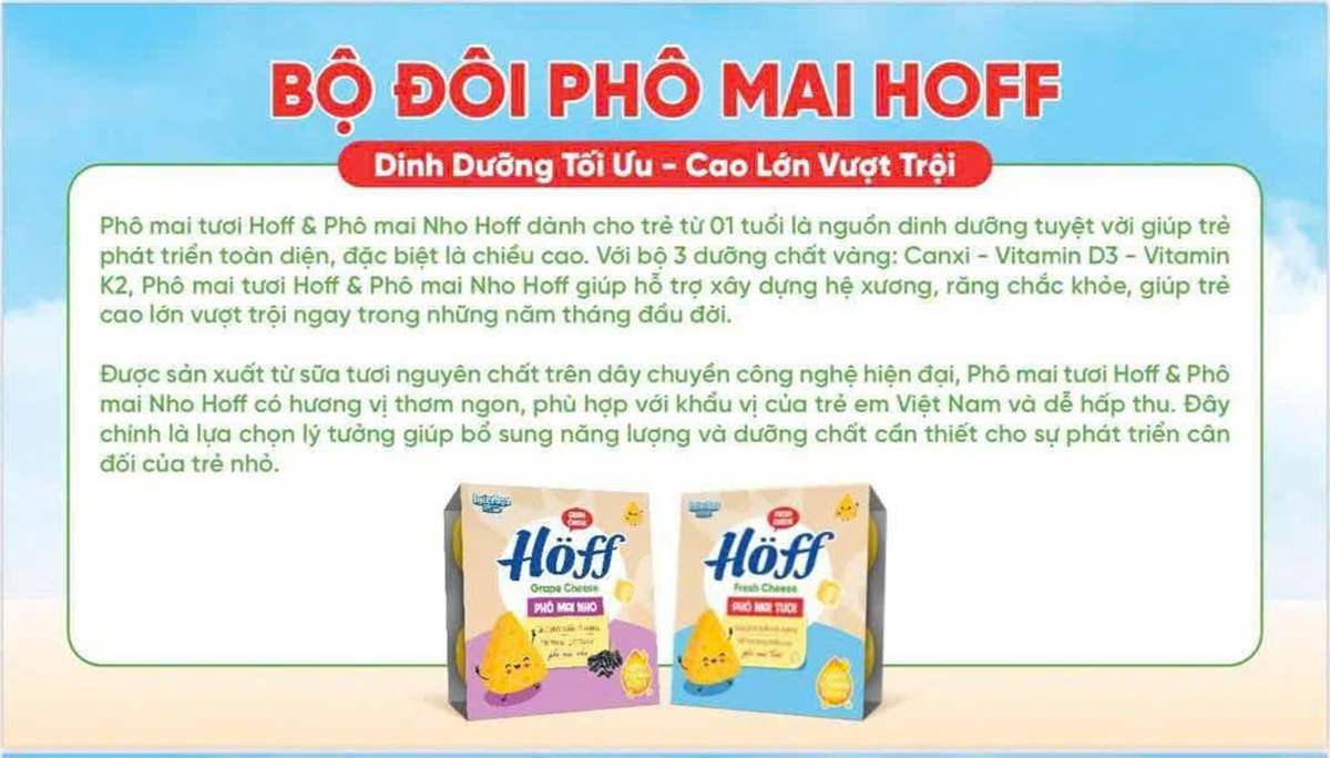 Phô mai tươi  tăng chiều cao Hoff
