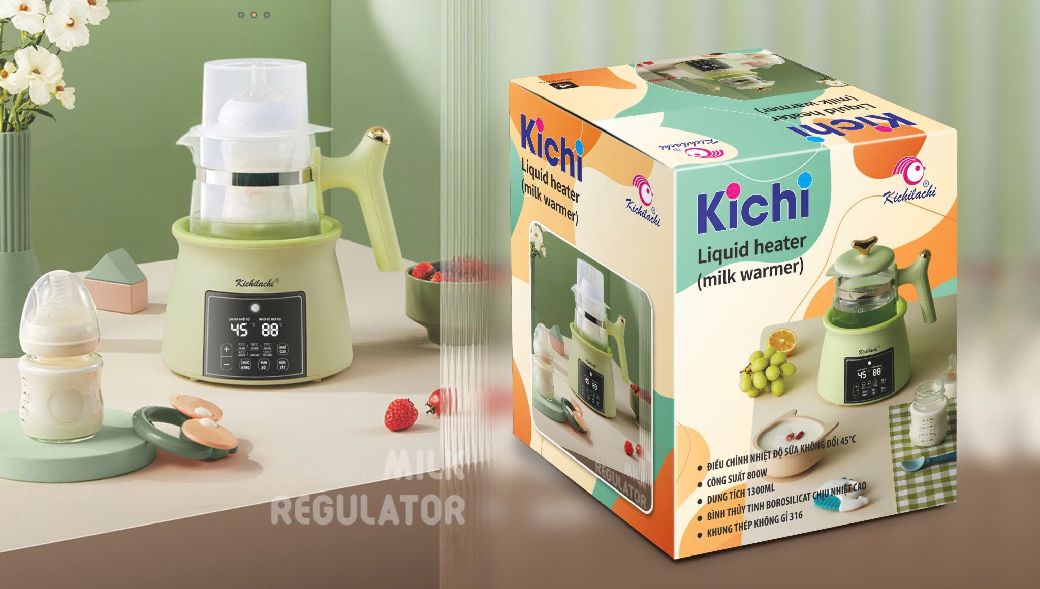 Máy đun nước pha sữa Kichi 1300ml