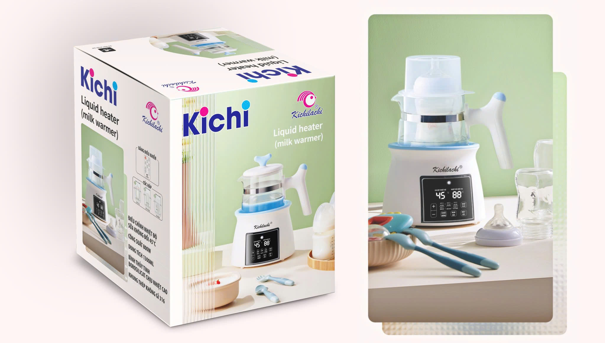 Máy đun nước pha sữa Kichi 1300ml