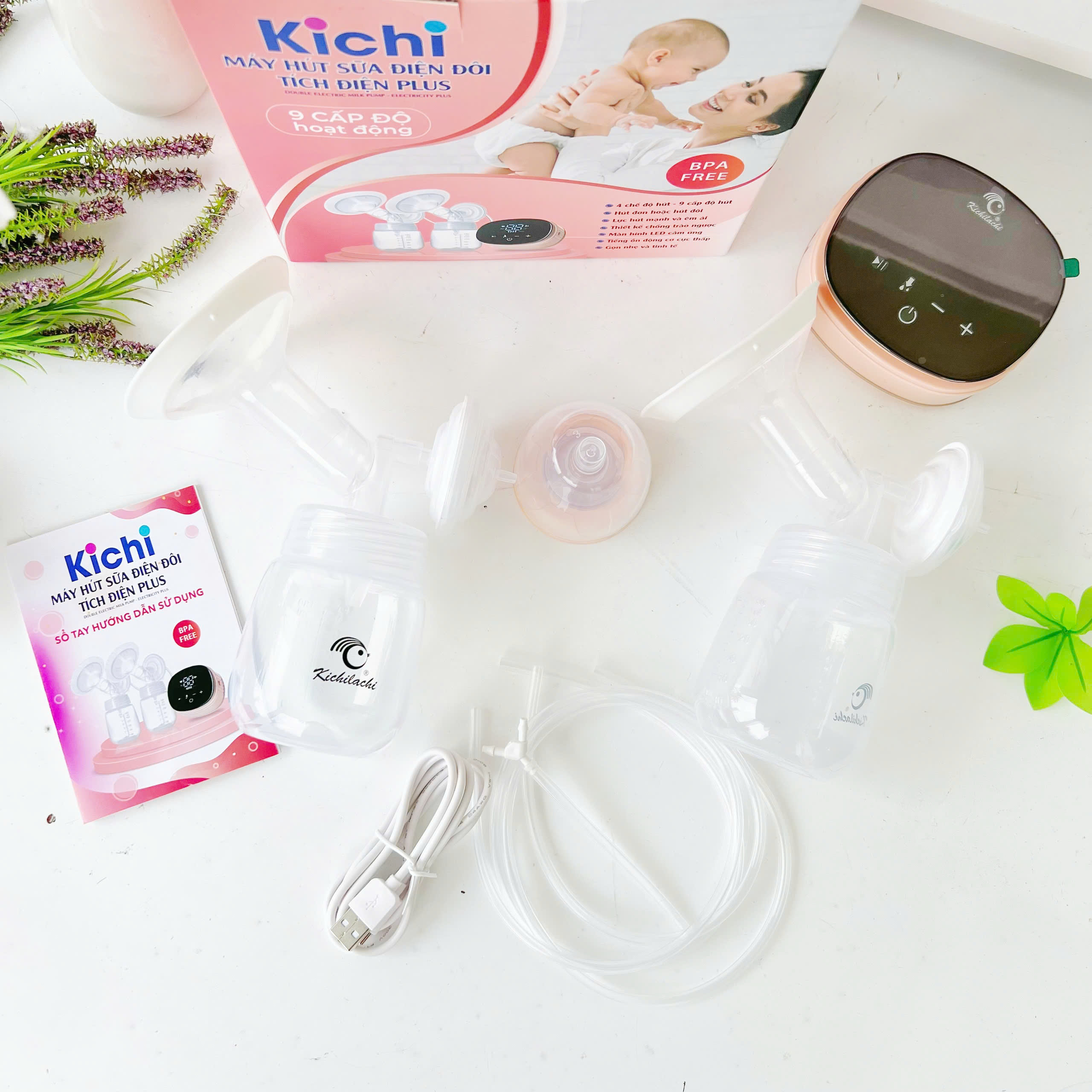 Máy hút sữa điện đôi Kichi (có tích điện)