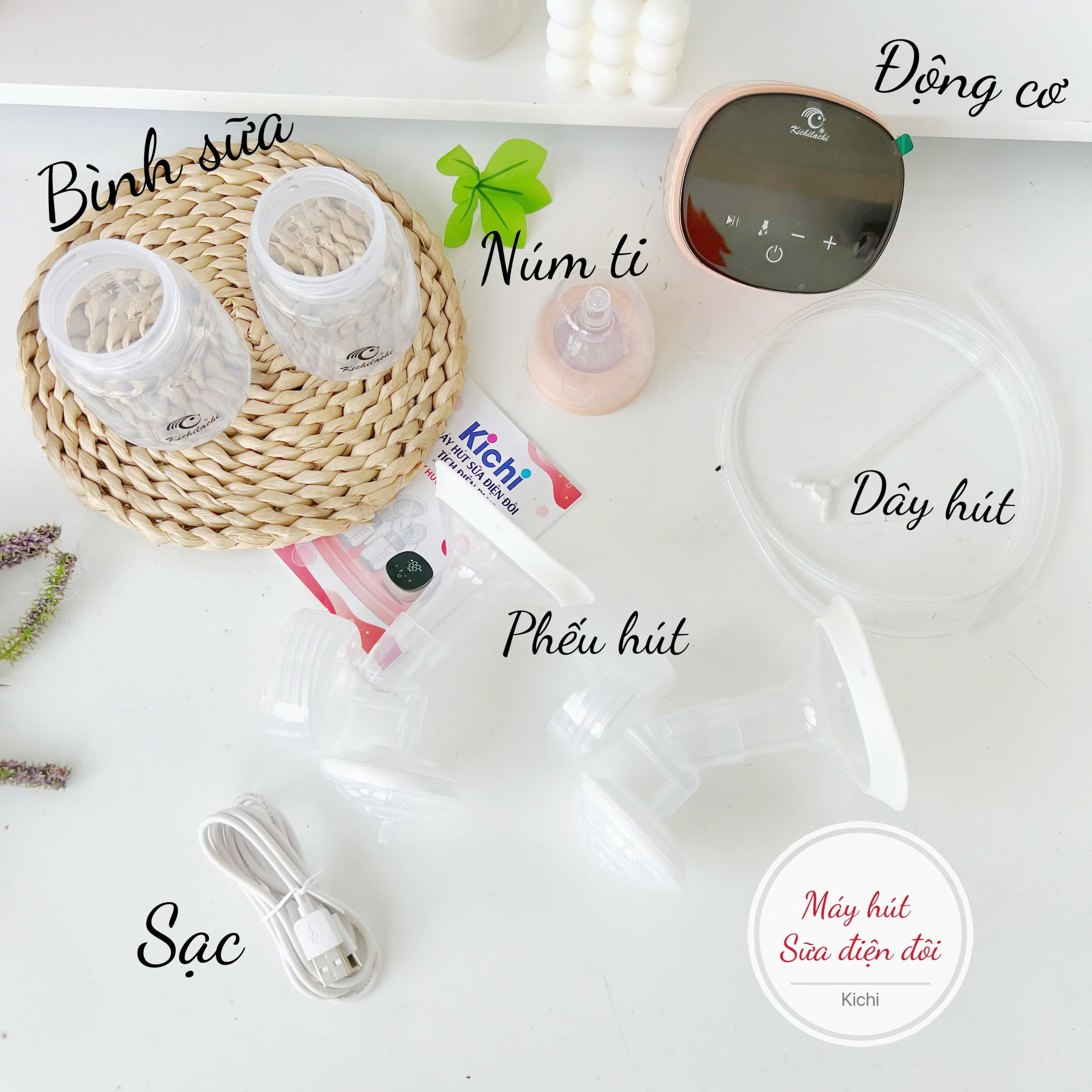 Máy hút sữa điện đôi Kichi (có tích điện)