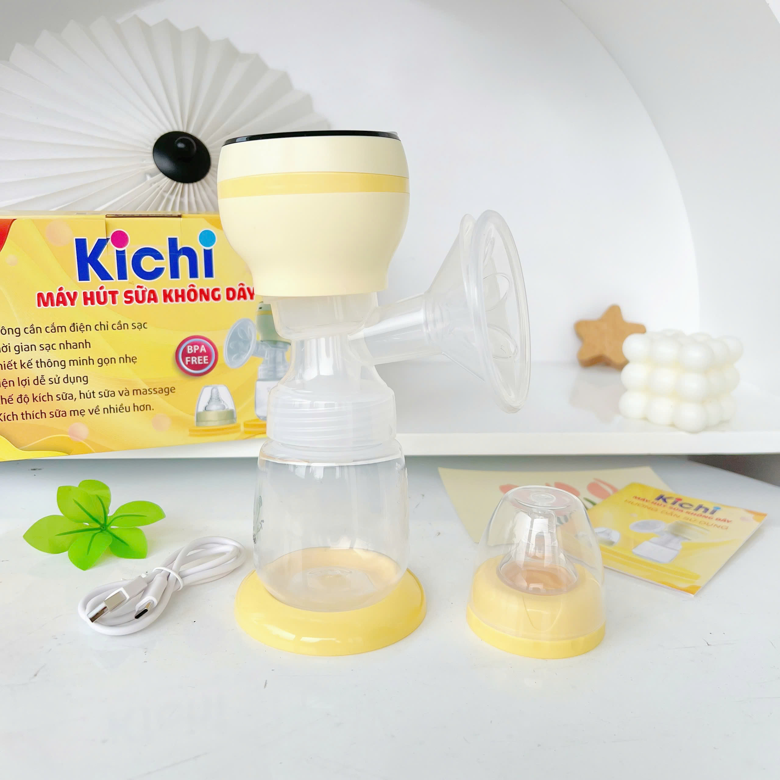 Máy hút sữa điện đôi Kichi (không dây)