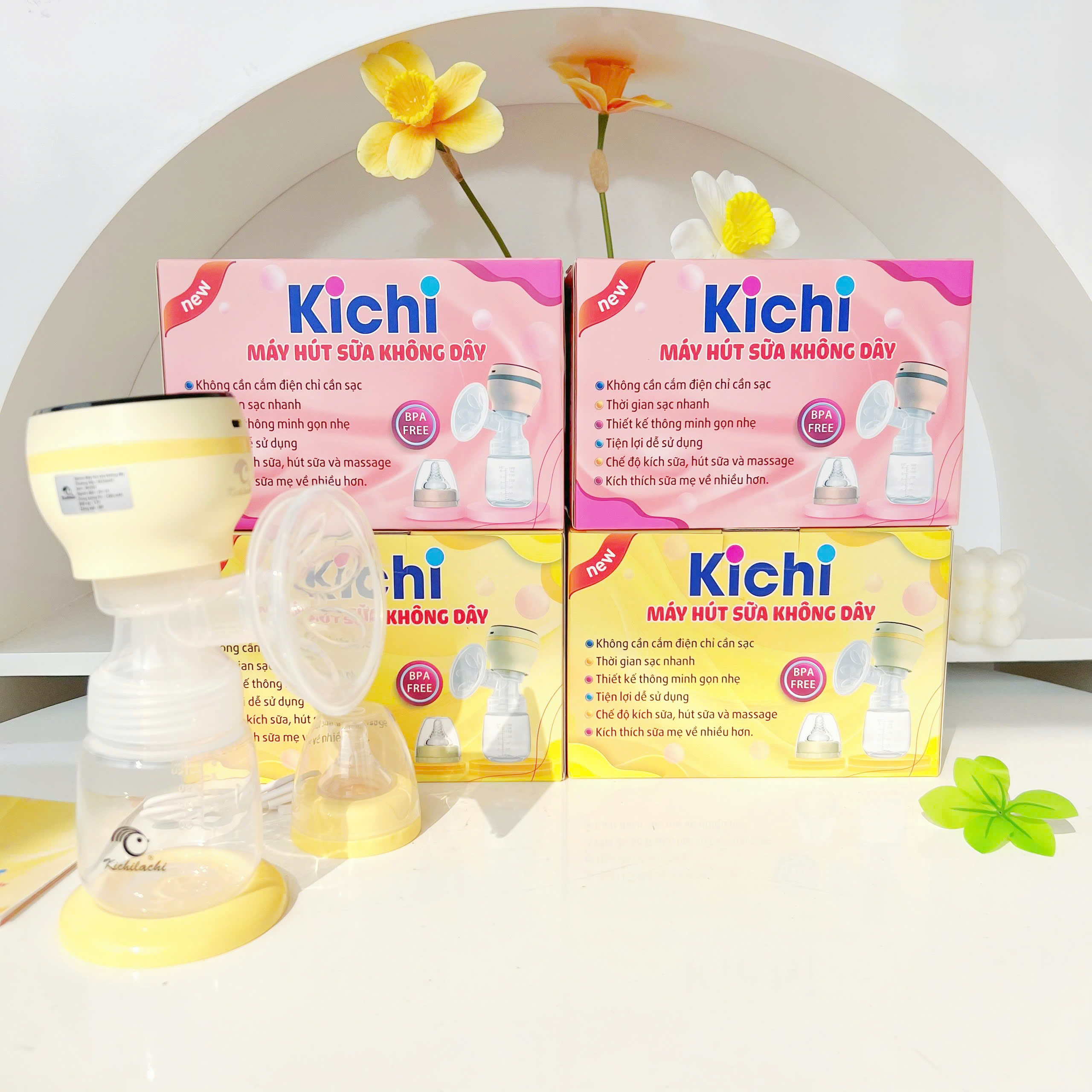 Máy hút sữa điện đôi Kichi (không dây)