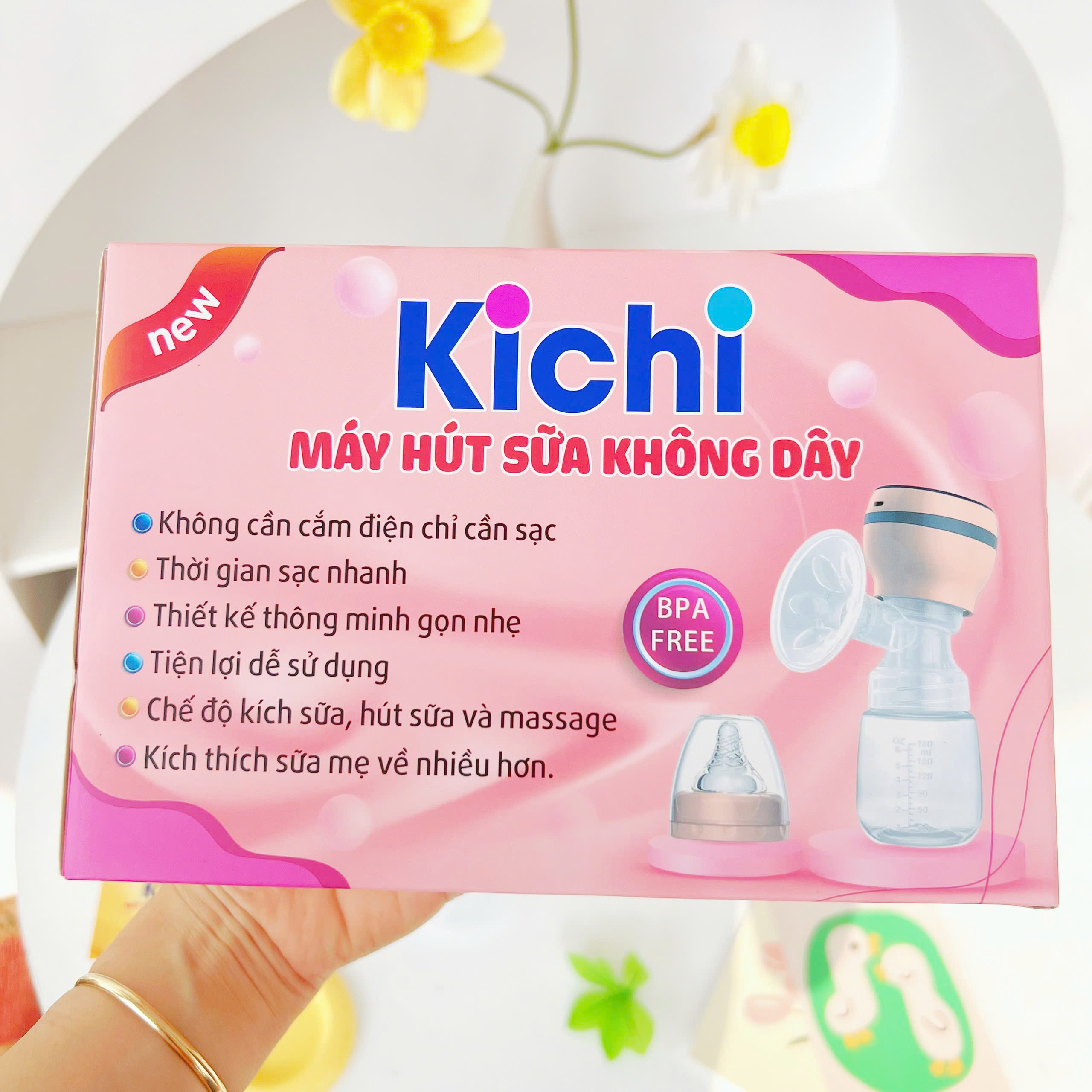 Máy hút sữa điện đôi Kichi (không dây)