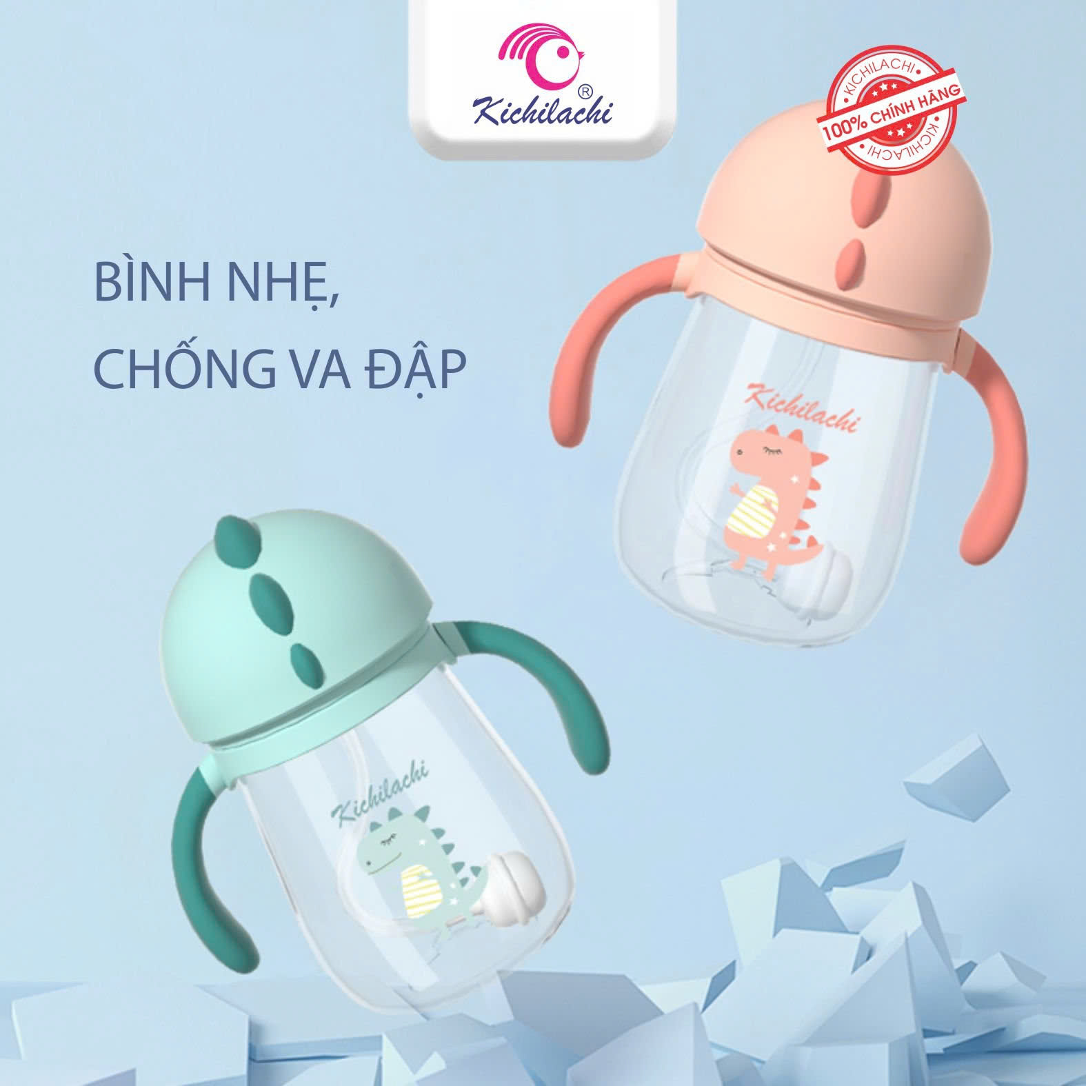 Bình tập uống khủng long PP Kichi