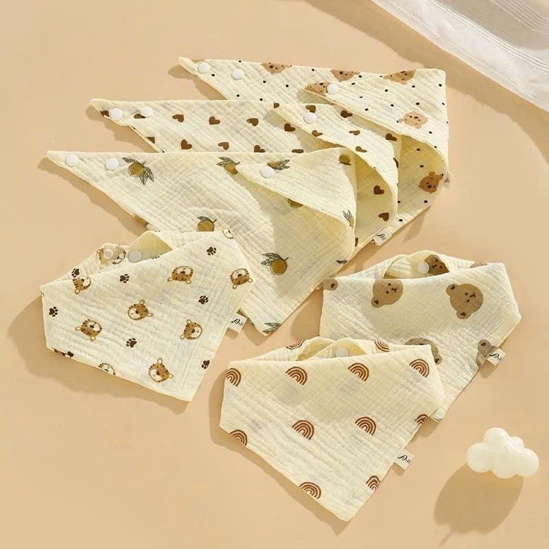 Set 5 khăn yếm tam giác xô Muslin KLT